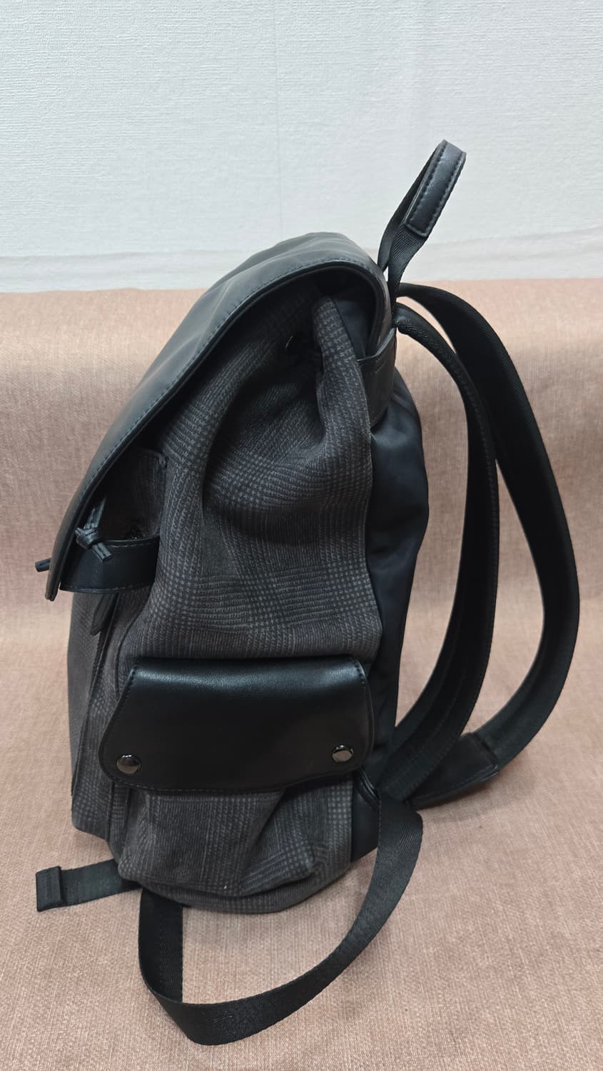 BVP  상태최상 글렌체크 가죽 백팩 가방 상품이미지3