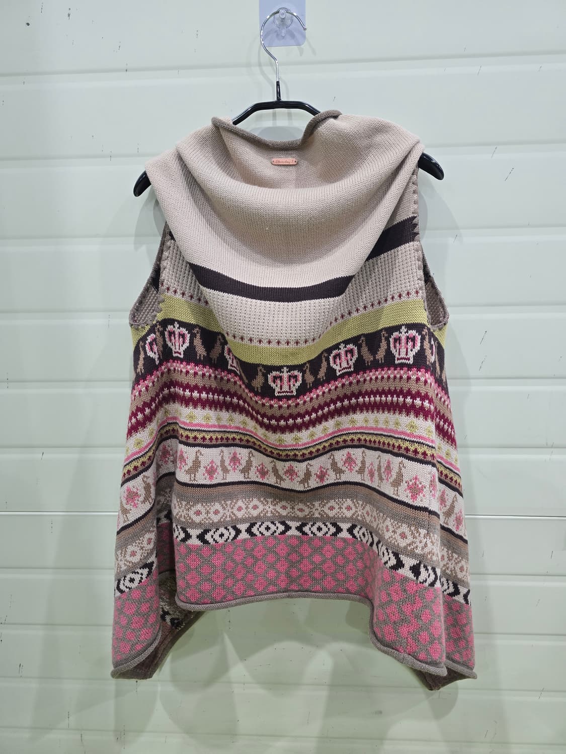 Thursday Island  패턴 니트 조끼 가디건 베이지 상품이미지2