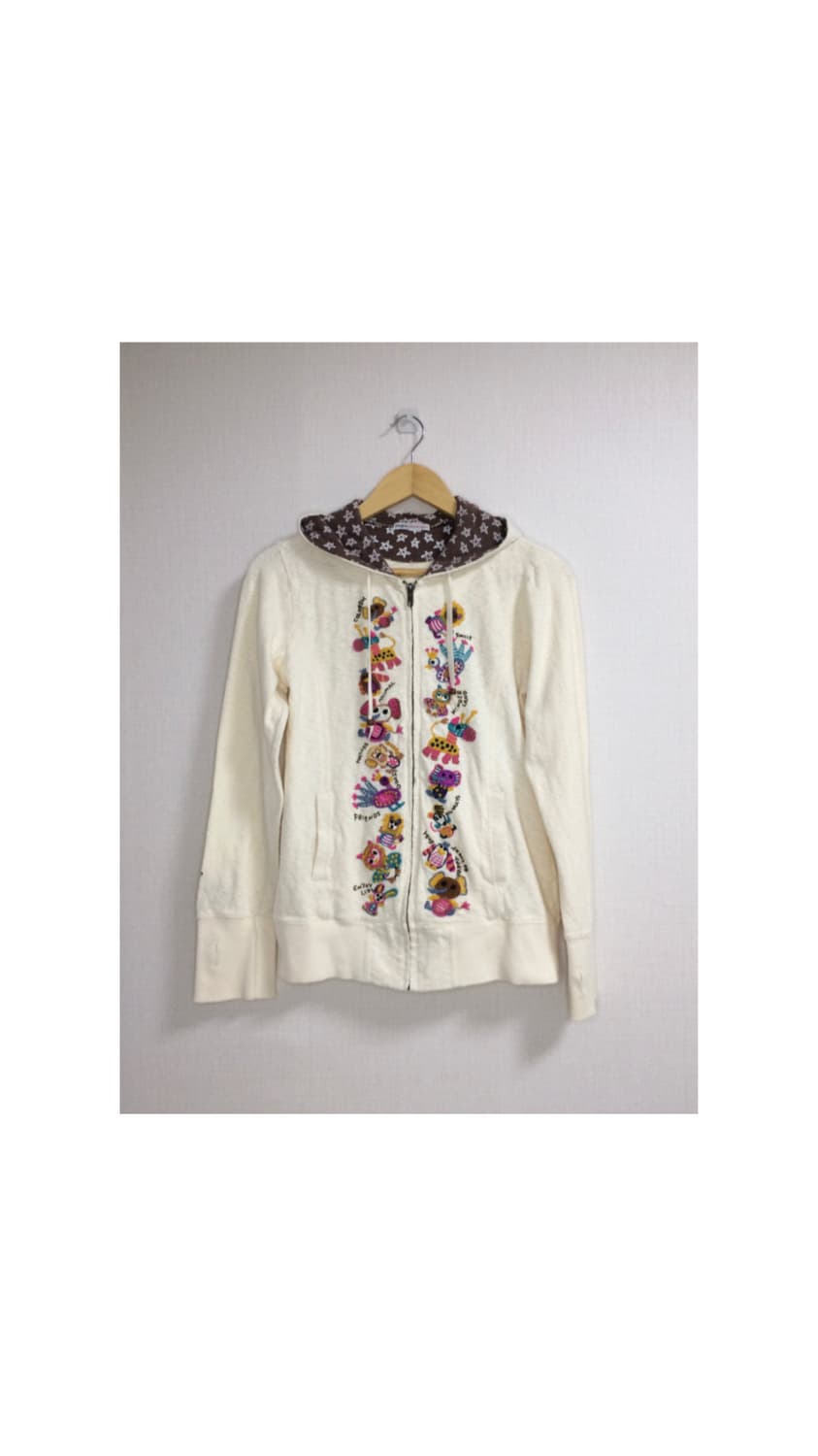 빈티지 아이보리 자수 후드집업 상품이미지1