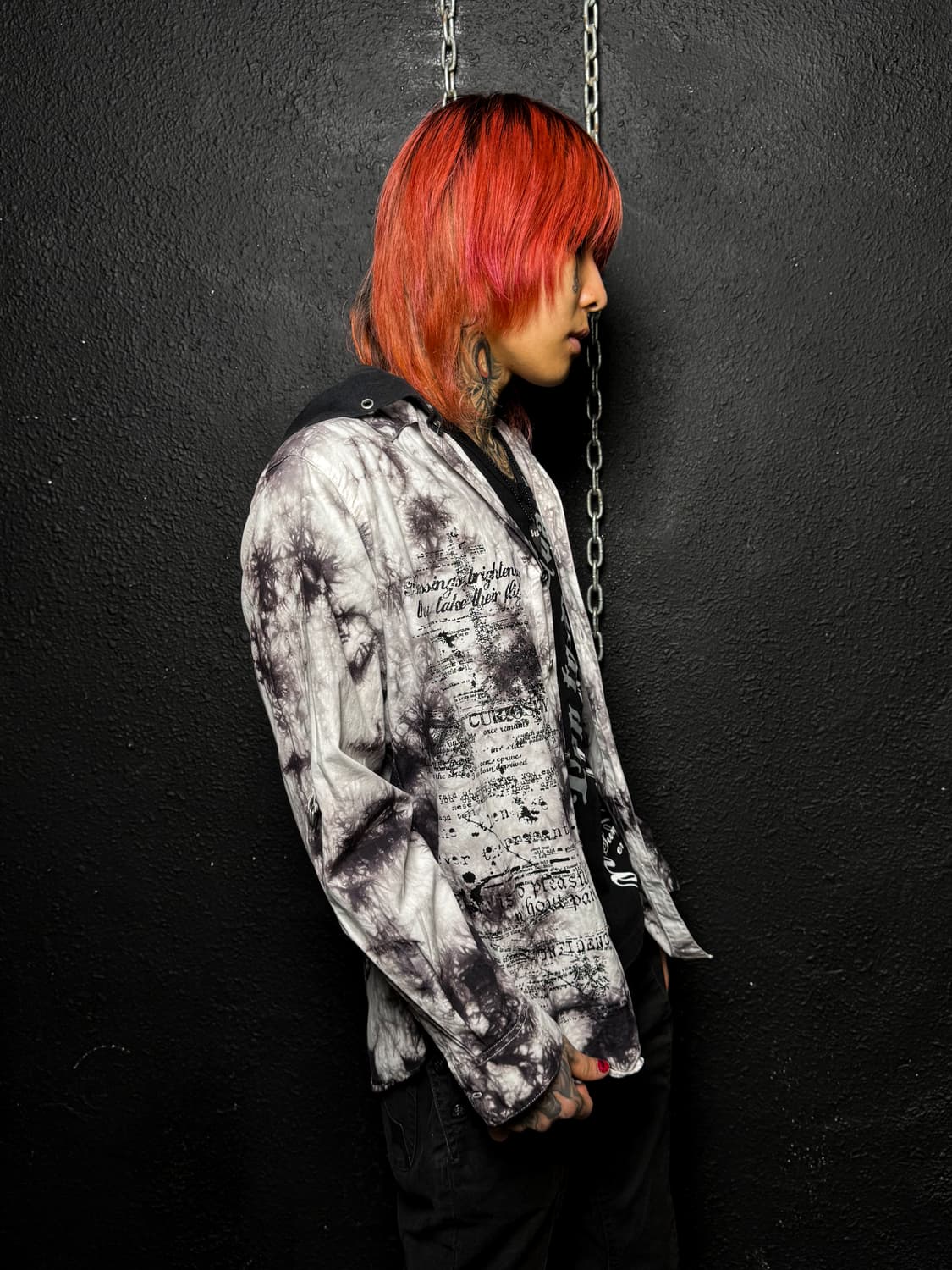 Tie-dye & Lettering Hooded Shirt Jacket  상품이미지3