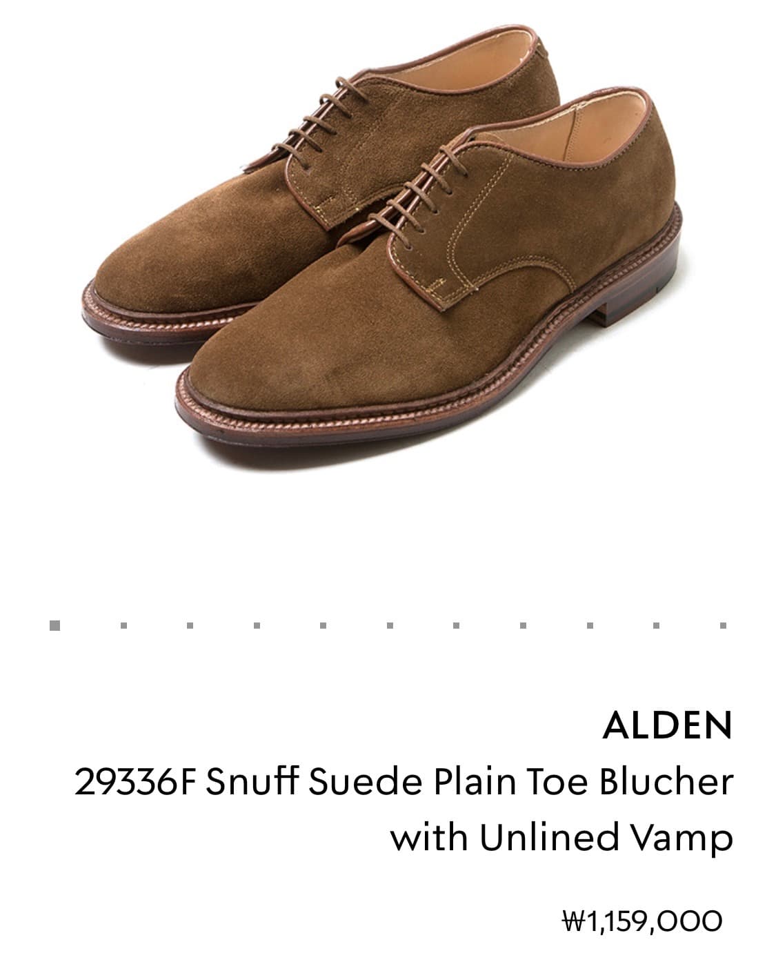 (새상품) 알든 29336F 스너프 스웨이드 더비 슈즈 상품이미지6
