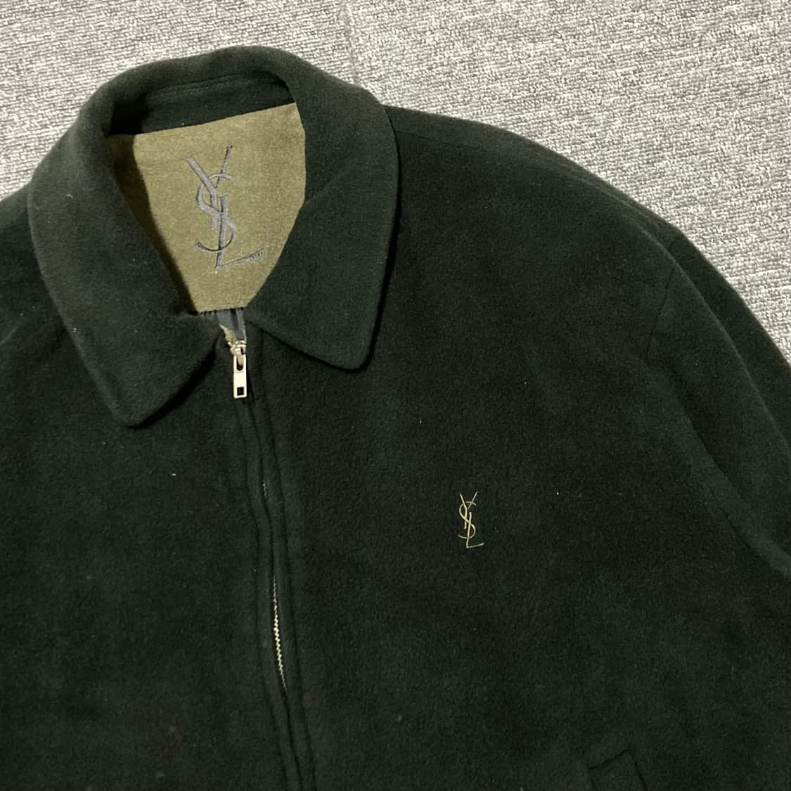 [XL] 입생로랑 ysl 빈티지 모직 카키 블루종 자켓 상품이미지2