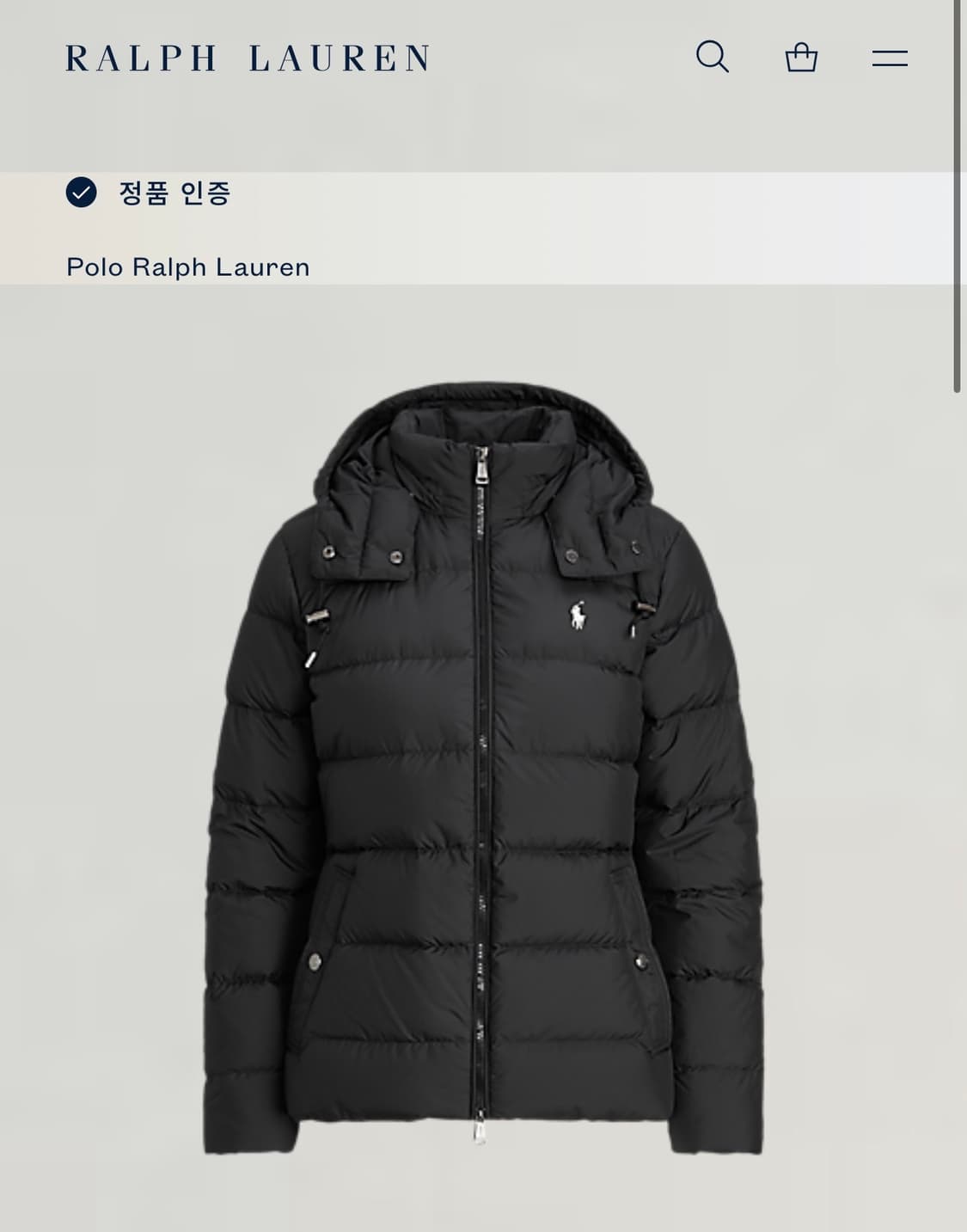 폴로 랄프로렌 여성 벨몬트 후드 패딩 블랙 M 상품이미지4