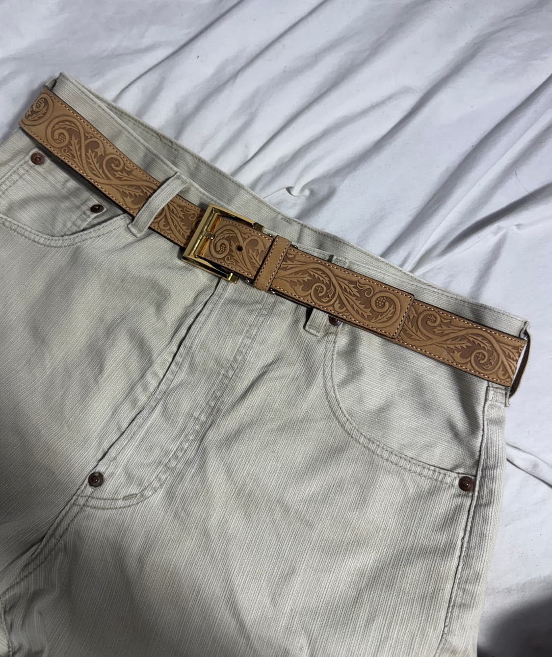 빈티지 웨스턴 엠보싱 레더 벨트 상품이미지1