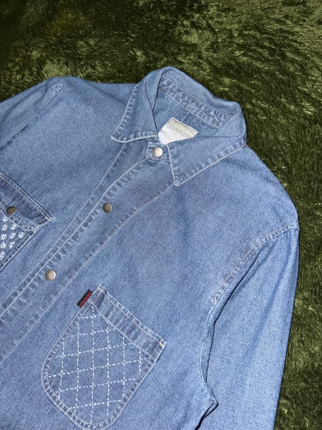 [L] 그라미치 재패니즈 보로 사시코 데님 커버올 자켓 상품이미지2