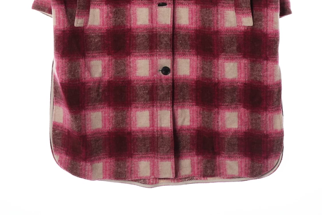 [L]이자벨마랑 버건디 핑크 체크 울 셔츠 롱 코트
 상품이미지4