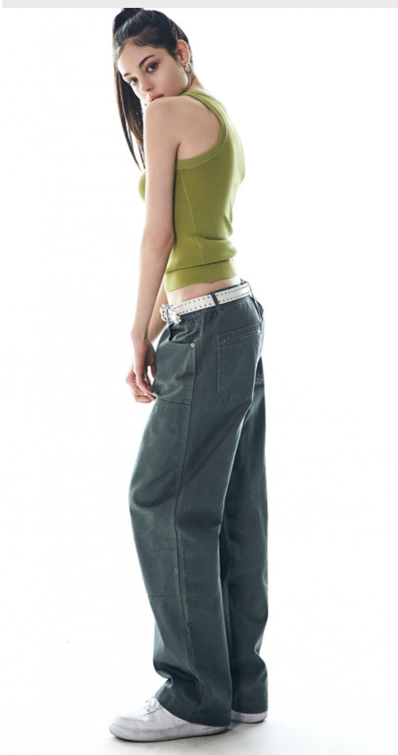 디스코드사운드 더블 니 카펜터 팬츠 [그레이] 제니 바지 상품이미지1