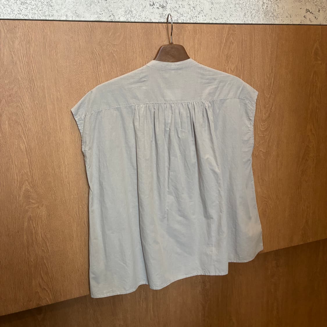 빈티지 플라워 자수 반팔 블라우스 헨리넥 루즈핏 그레이 k61 상품이미지2