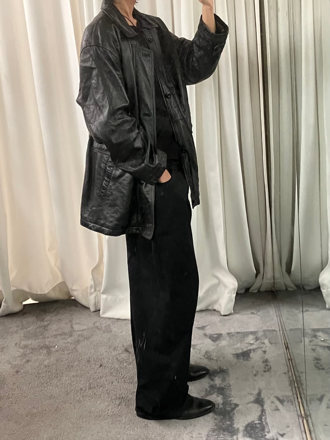 지아니 발렌티노 블랙 양가죽 카코트 L 상품이미지9