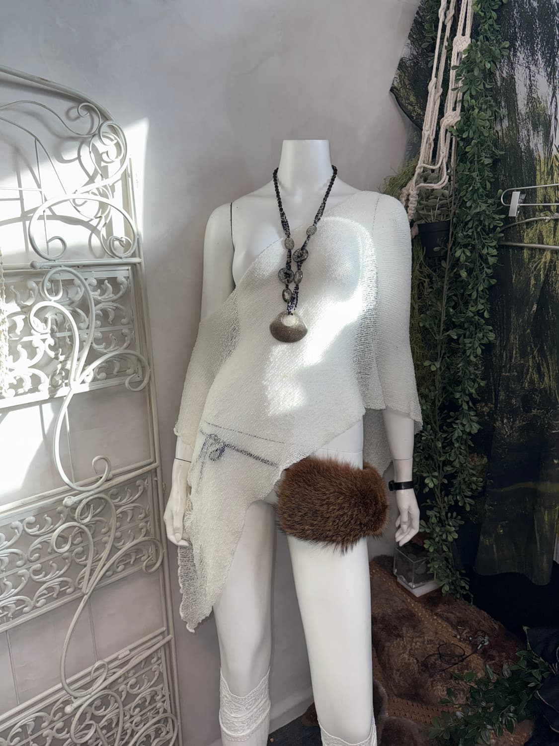 White grunge loose summer knit warmer 상품이미지5