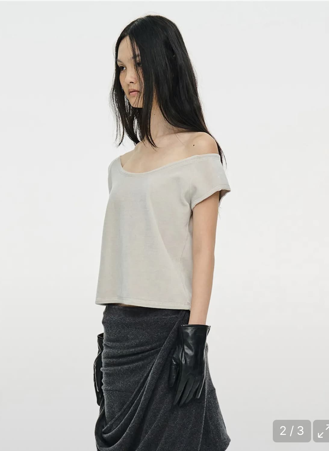 CERRIC VELVET RAGLAN TOP LIGHT GRAY OS 상품이미지2