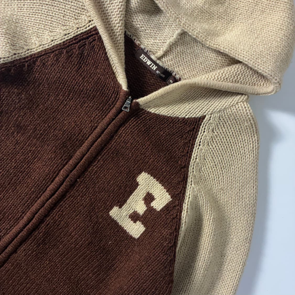 Edwin 에드윈 90‘s 울 브라운 니트후드집업 상품이미지5