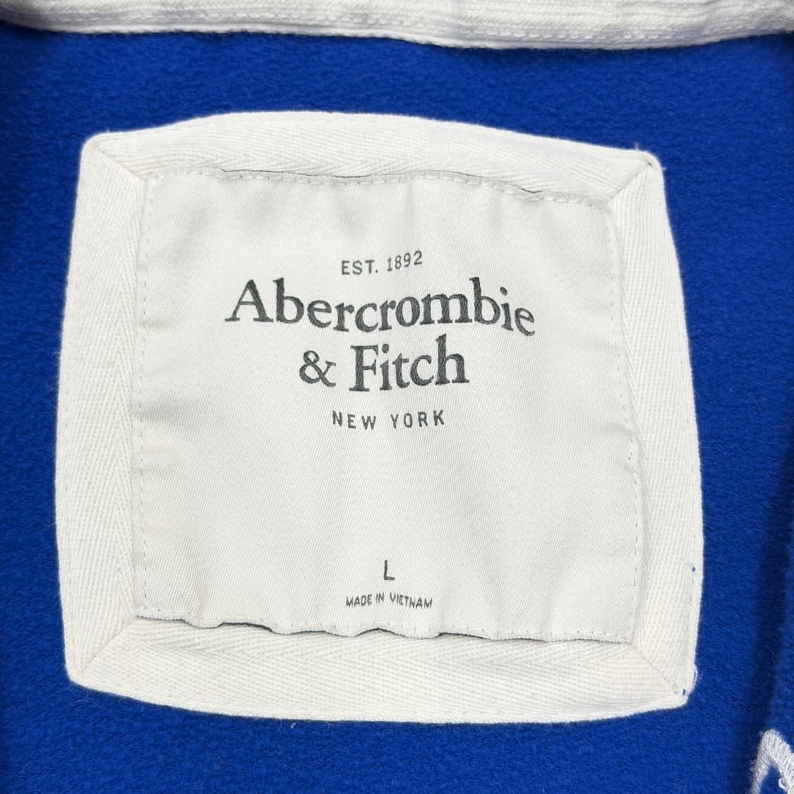 아베크롬비 빈티지 스펠로고 Y2K 기모 후드집업 자켓 블루 L 상품이미지4