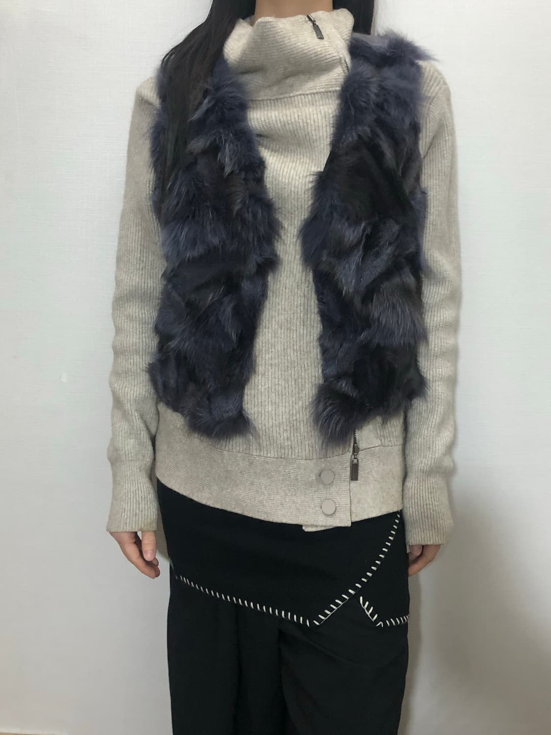 빈티지 퍼플 래빗 퍼 베스트 상품이미지3