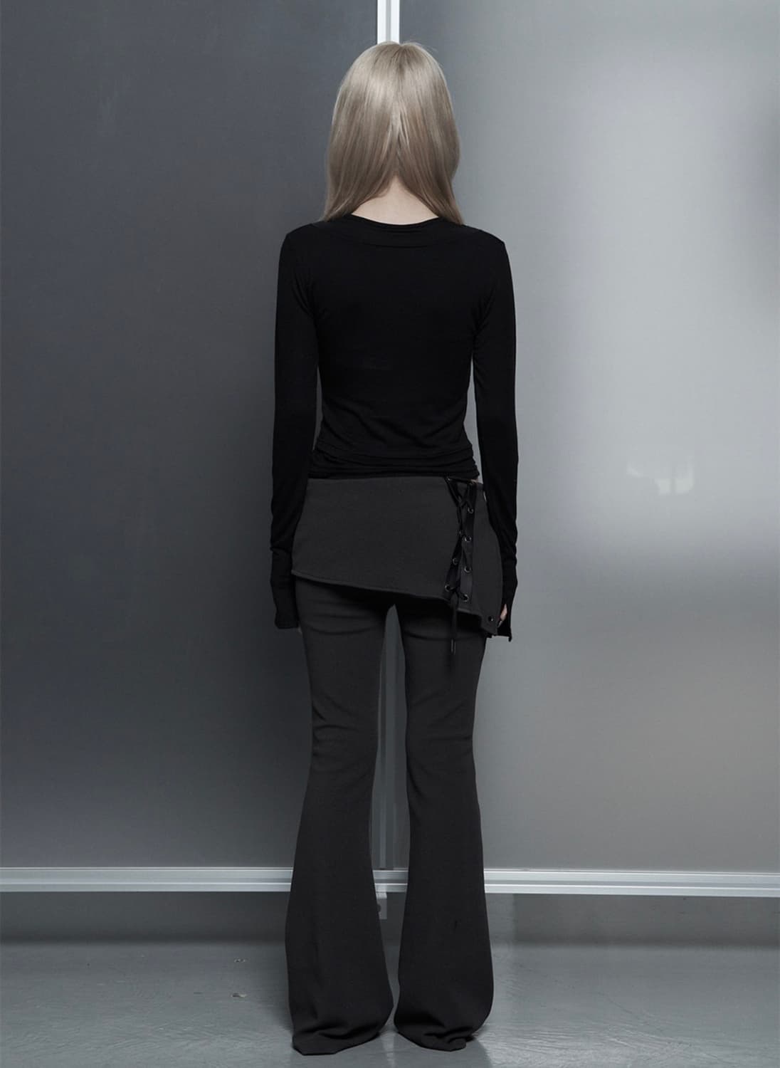 에트오소메 Lace-Up Side Slit Bootcut Pants 상품이미지2