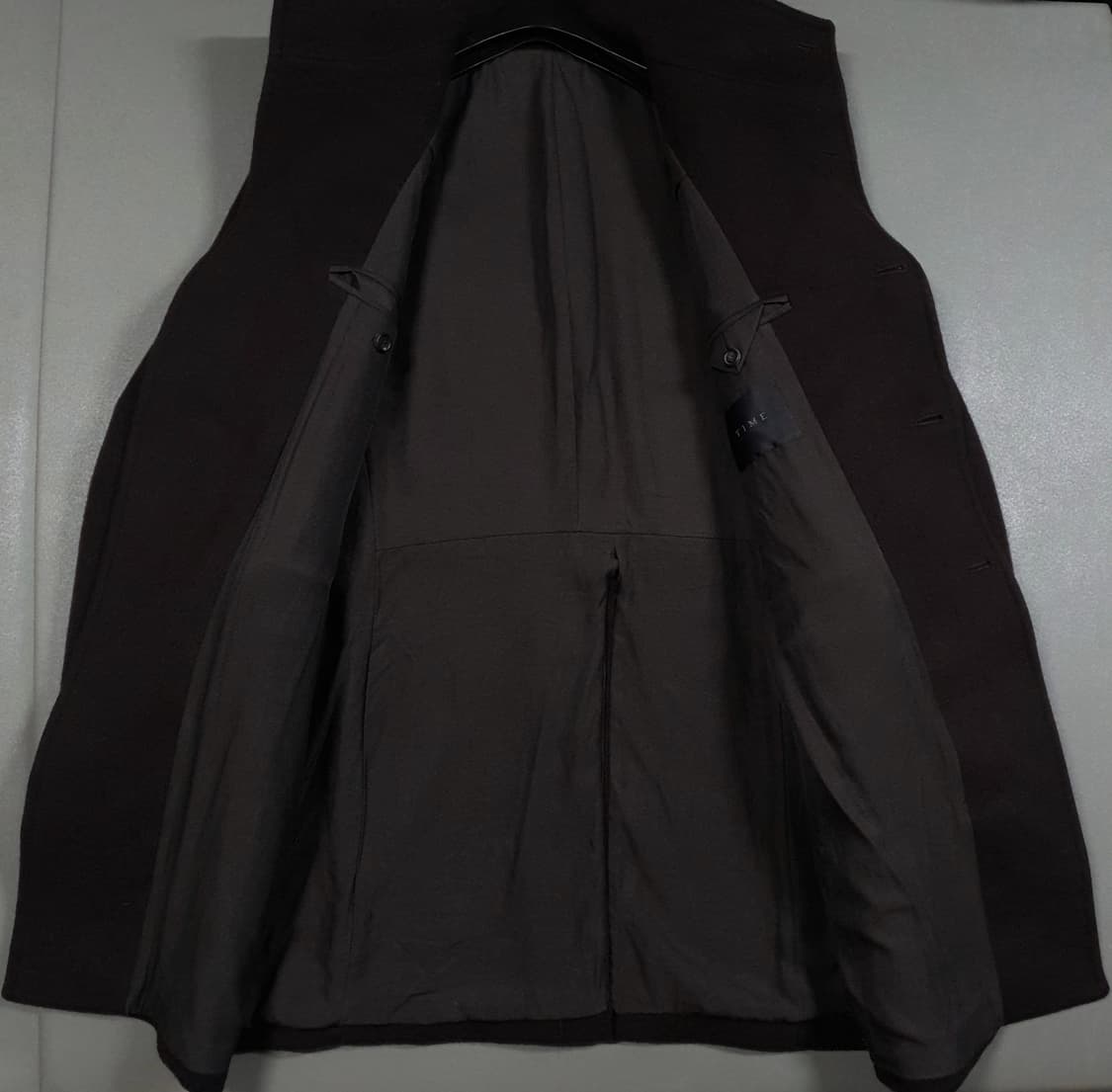 100) 타임 옴므 로얄 버튼 하이넥 울 캐시미어 실크 코트 자켓 브라운 상품이미지7