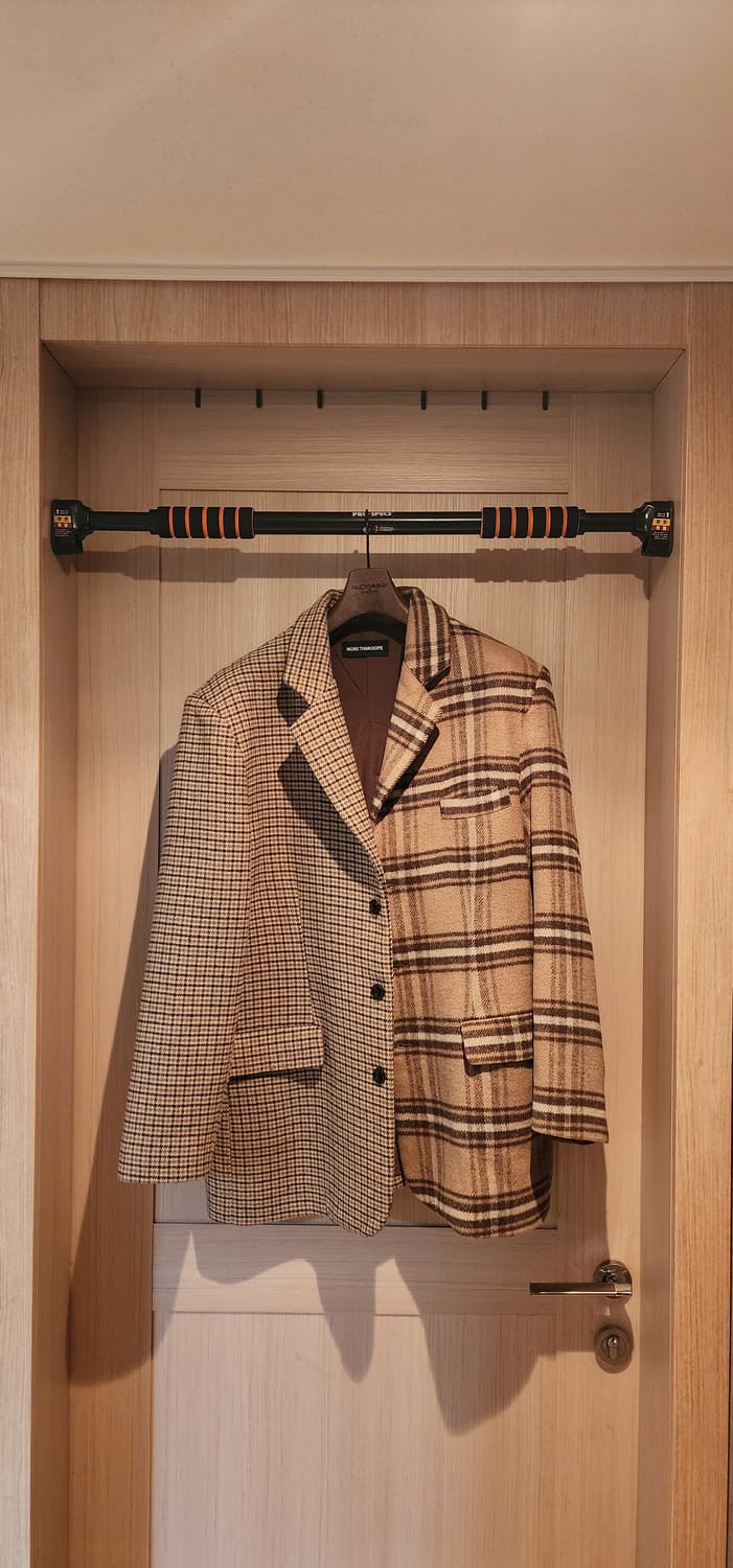 베이지 체크 자켓 XL 상품이미지1