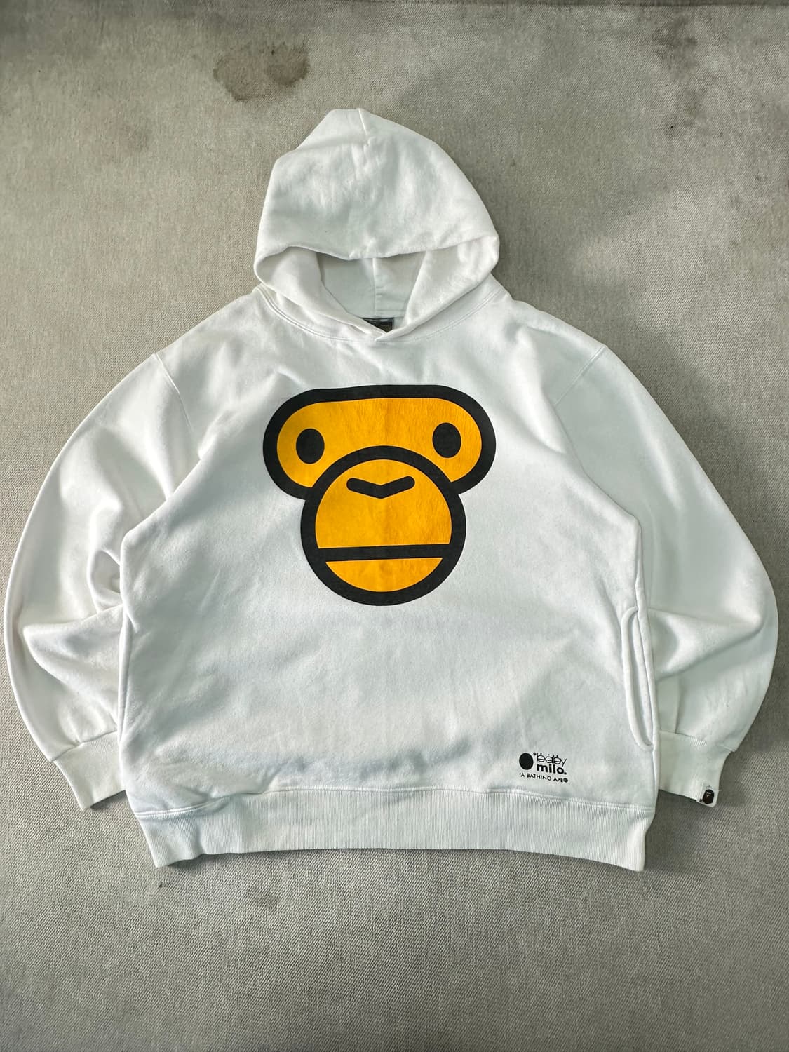 100 베이프 올드스쿨 베이비 마일로 화이트 후드티 상품이미지1