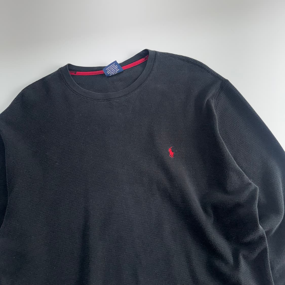 Polo 폴로 레드 로고 블랙 와플 니트 상품이미지4