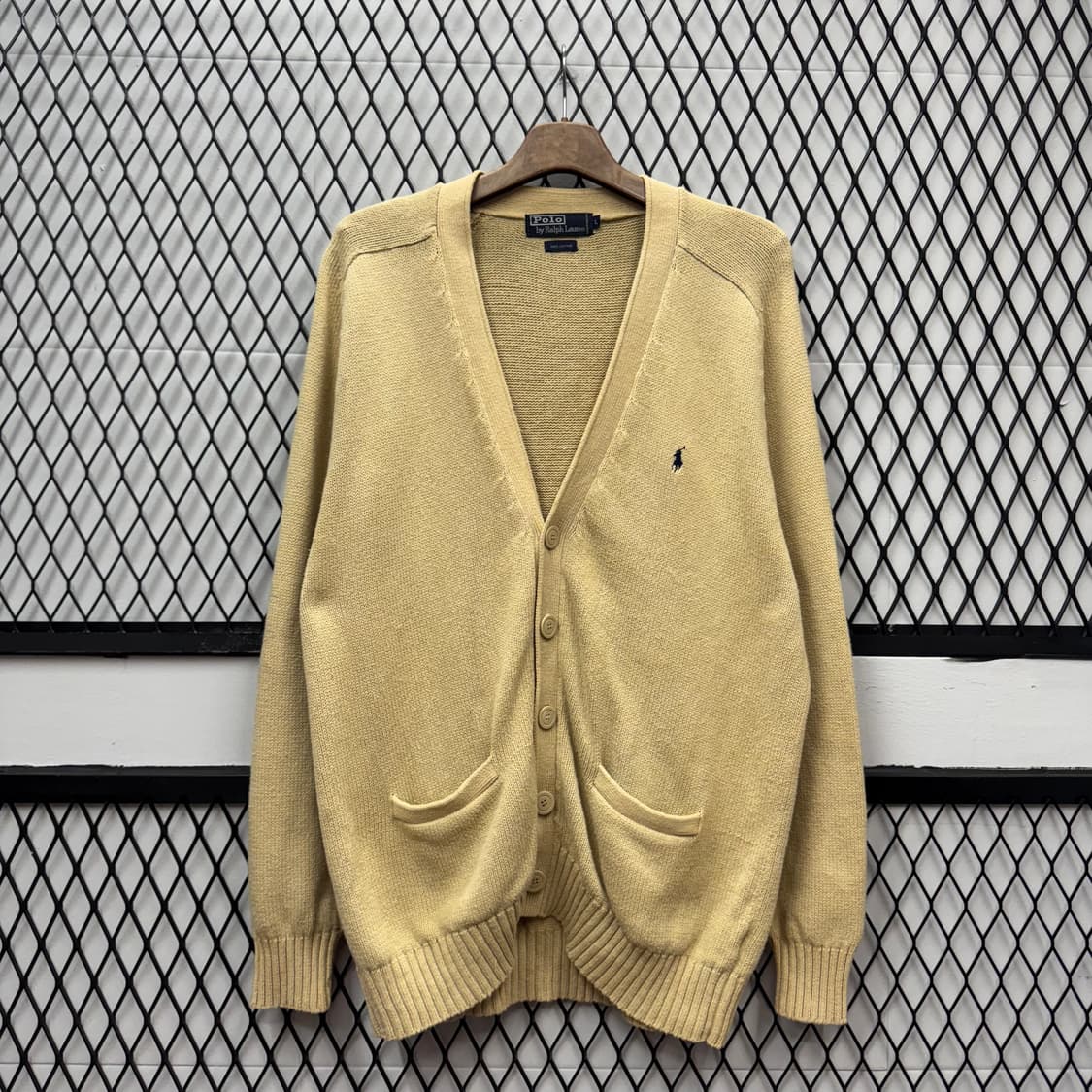 폴로 랄프로렌 니트 가디건 네이비 포니 포인트 베이지 상품이미지1