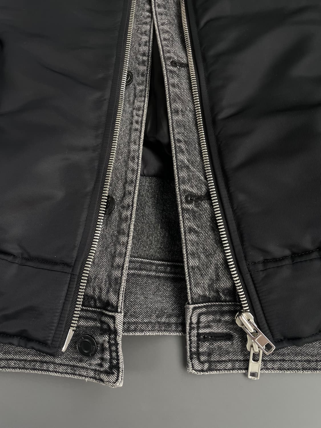 [46] 준지 흑청 데님 트러커 레이어드 MA-1 항공 점퍼 상품이미지8