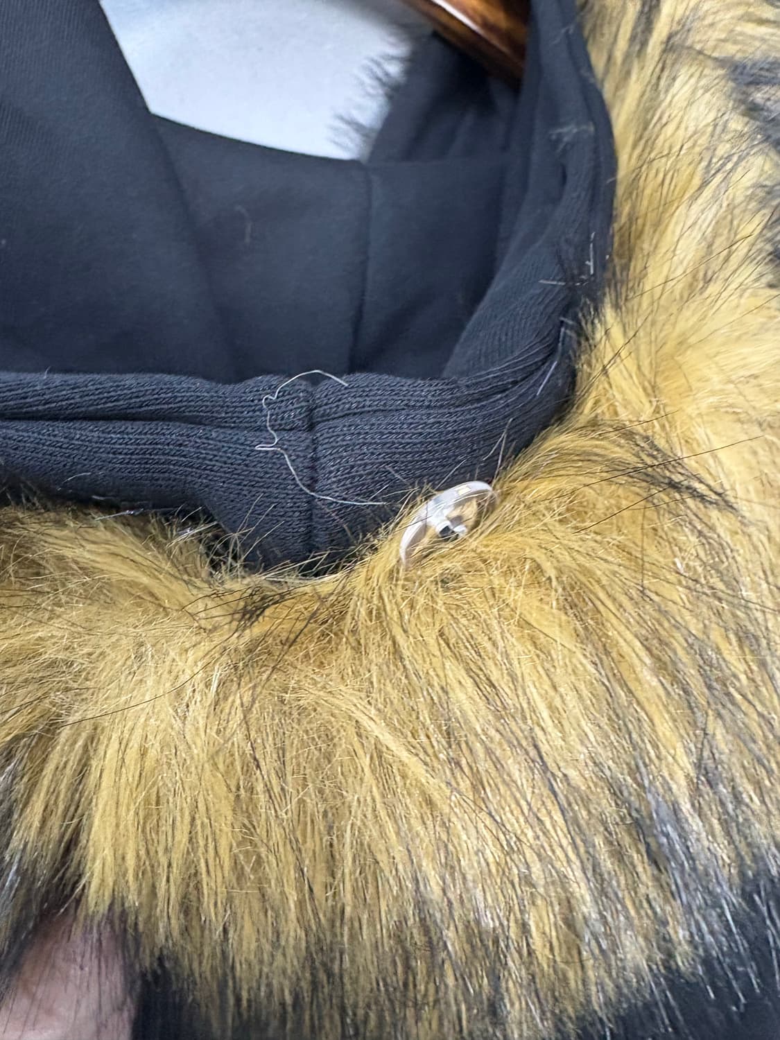 빈티지 블랙골드 패턴 퍼 후드집업 (퍼 탈부착 가능) A3124 상품이미지5