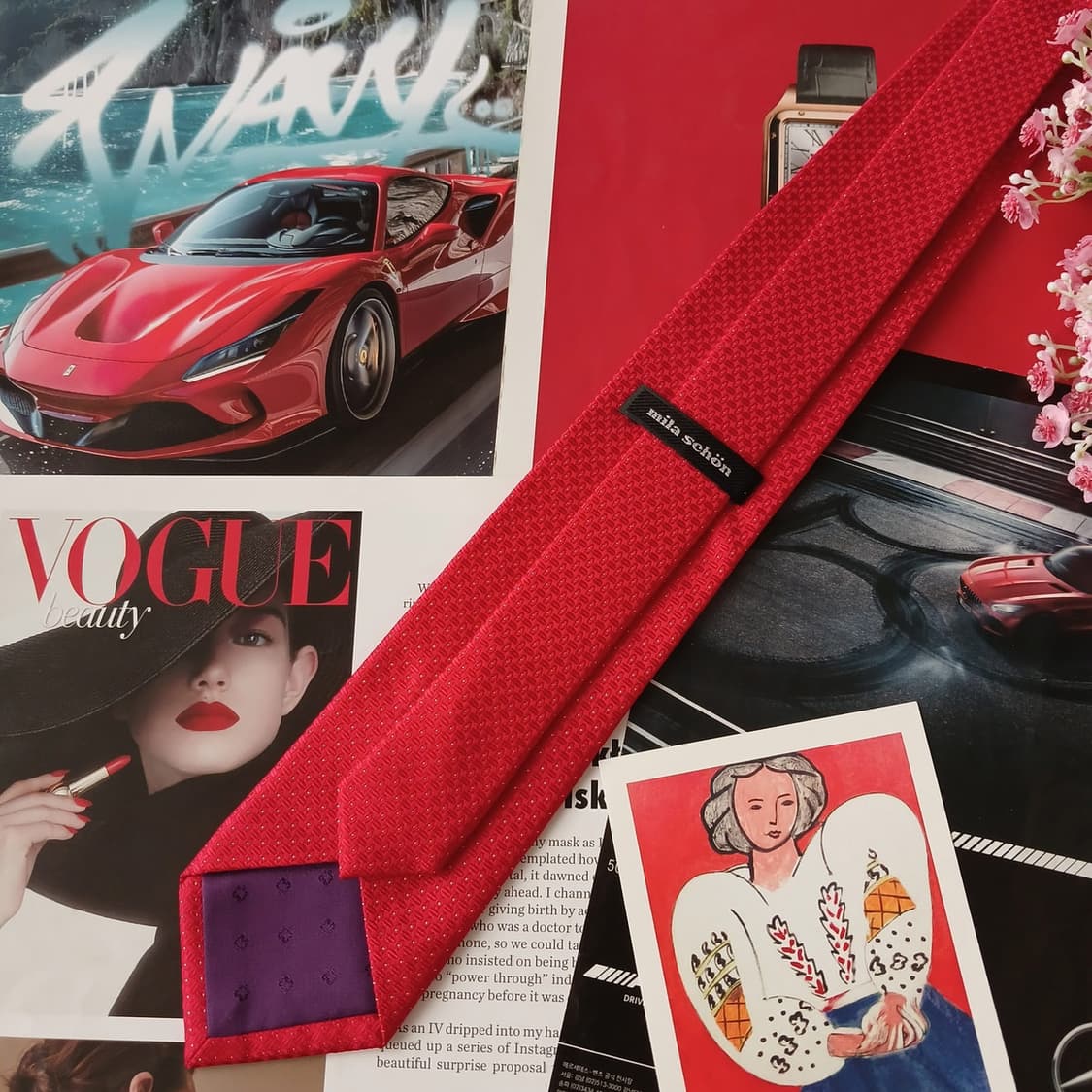 밀라숀 실크 레드 텍스처 넥타이 8.2cm A+등급 A19357
 상품이미지6