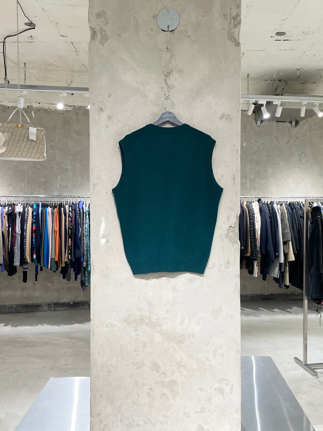 버버리 그린 기마로고 V넥 울 니트 베스트 상품이미지6