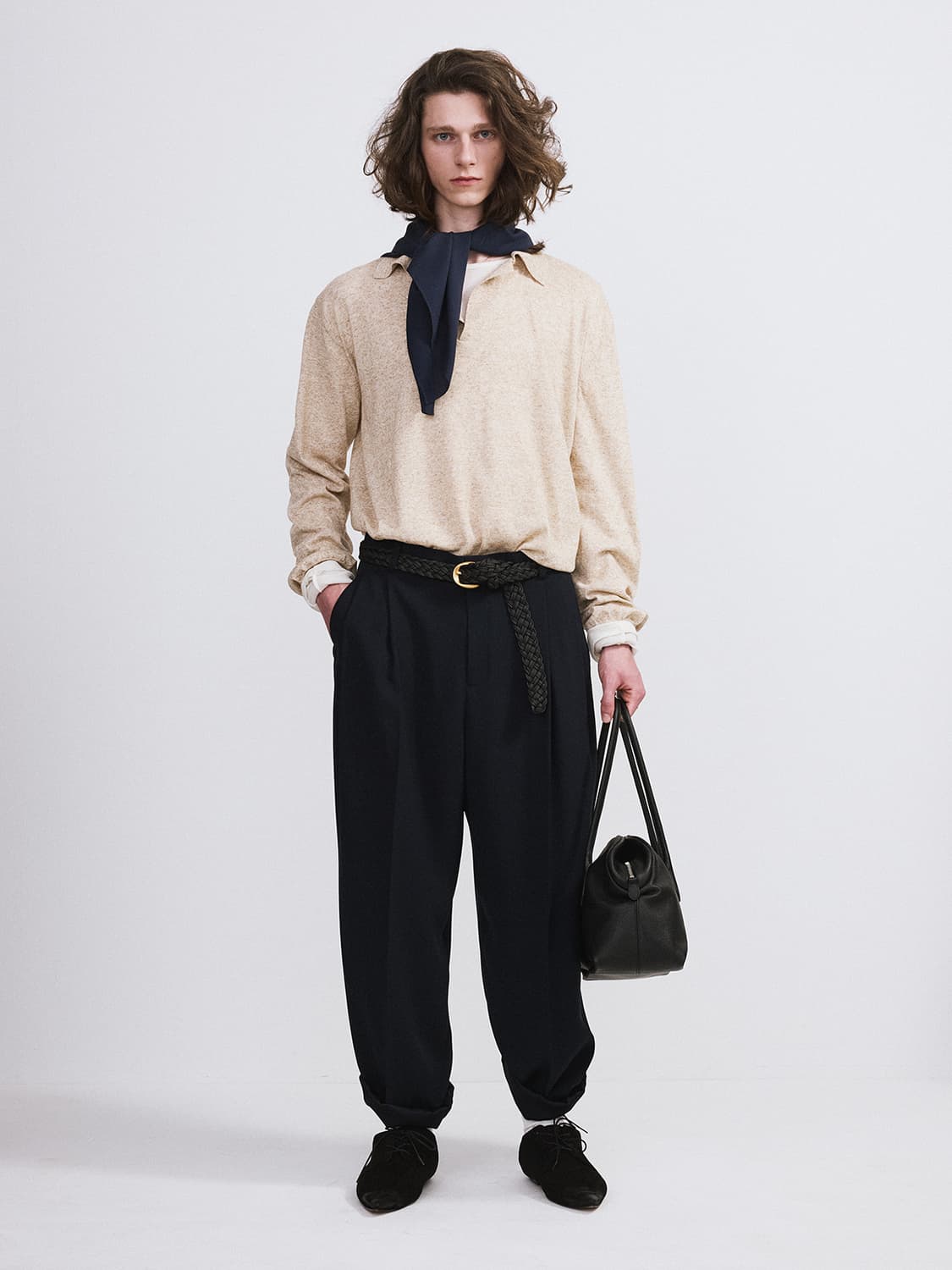 렉토 26SS 린넨 리넨 폴로 탑 카라 니트 오트밀 상품이미지3