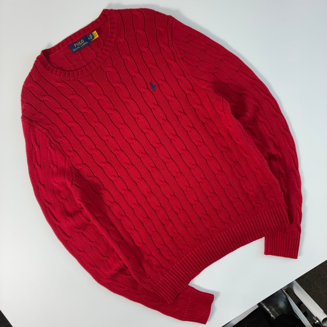 Polo  폴로 랄프로렌 신형 자수 코튼 레드 꽈배기 니트  상품이미지2