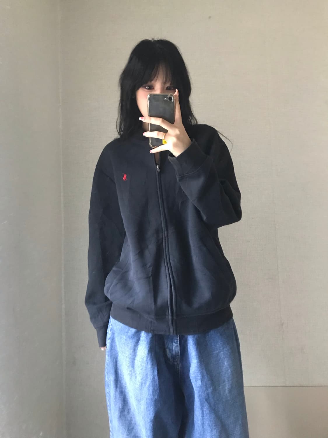 폴로 블랙 레드 오버핏 집업 상품이미지4