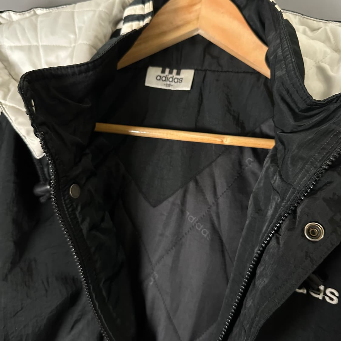 아디다스 후드 누빔 점퍼 바람막이 블랙 검흰 110 [011406] 상품이미지3