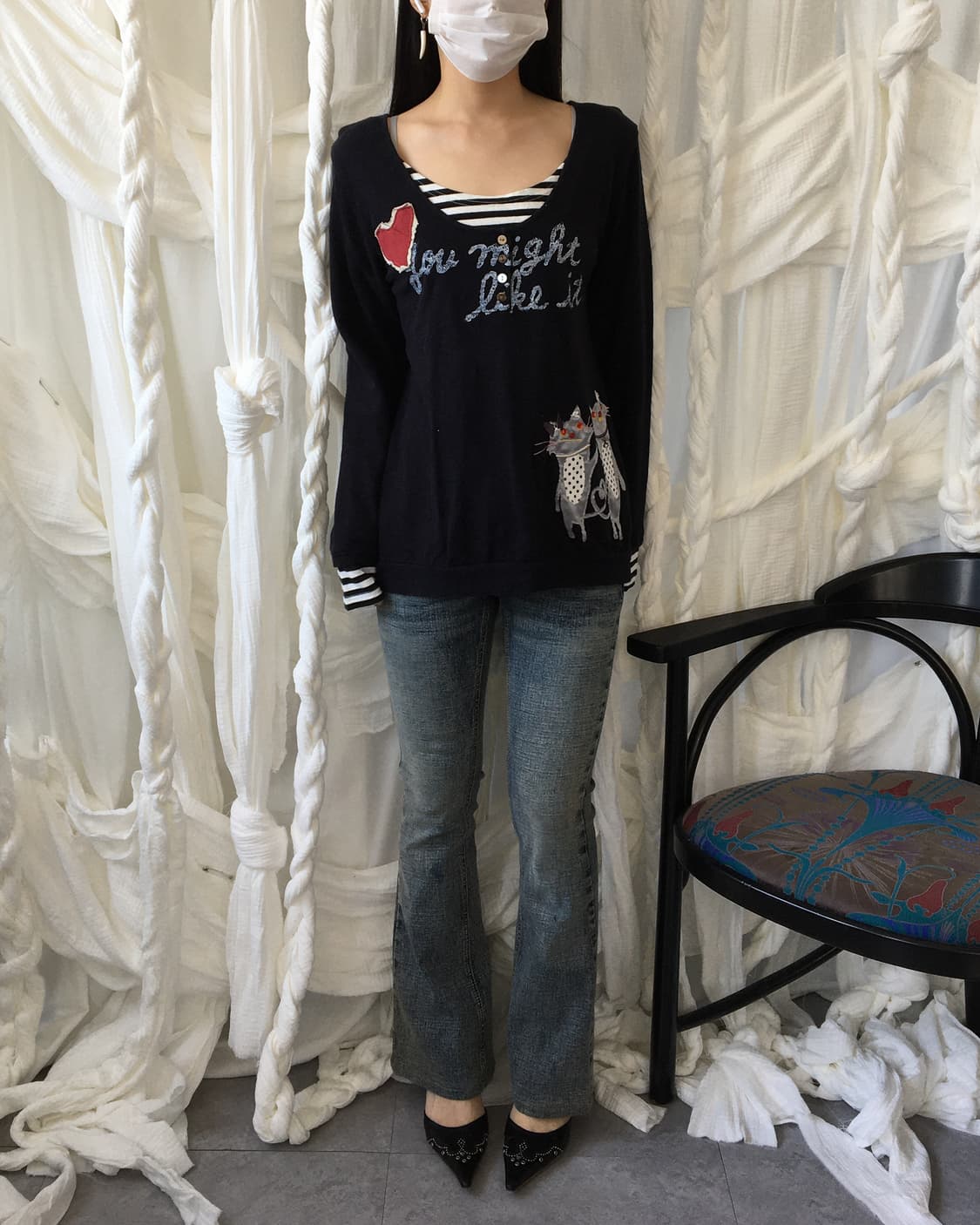 Kitch mood Henry neck layered sleeve 상품이미지5