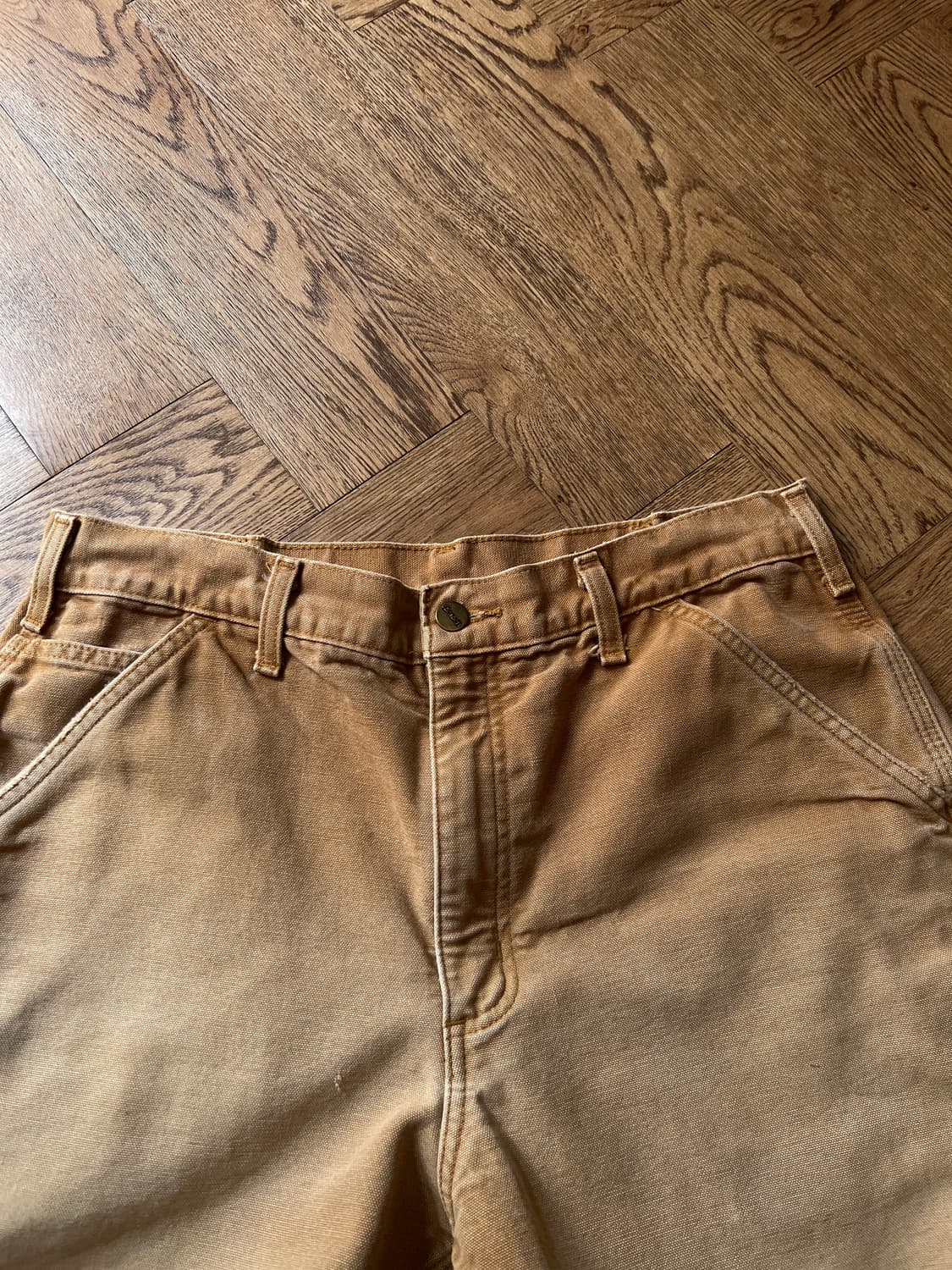 [34]칼하트 USA 체크 라이닝 브라운 싱글니 카펜터 워크 팬츠 상품이미지5