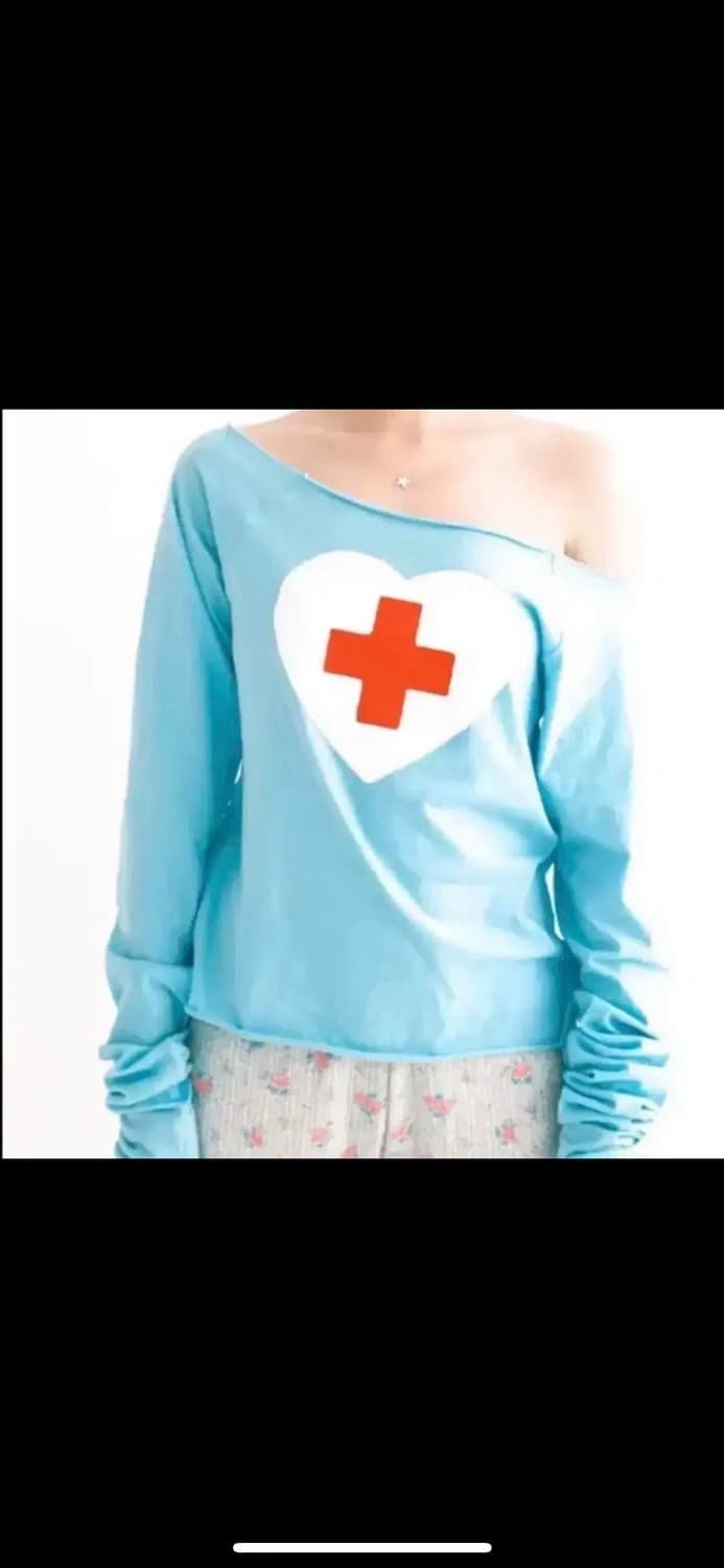 샵페어리 하트 컷 오프 티셔츠 민트 상품이미지1