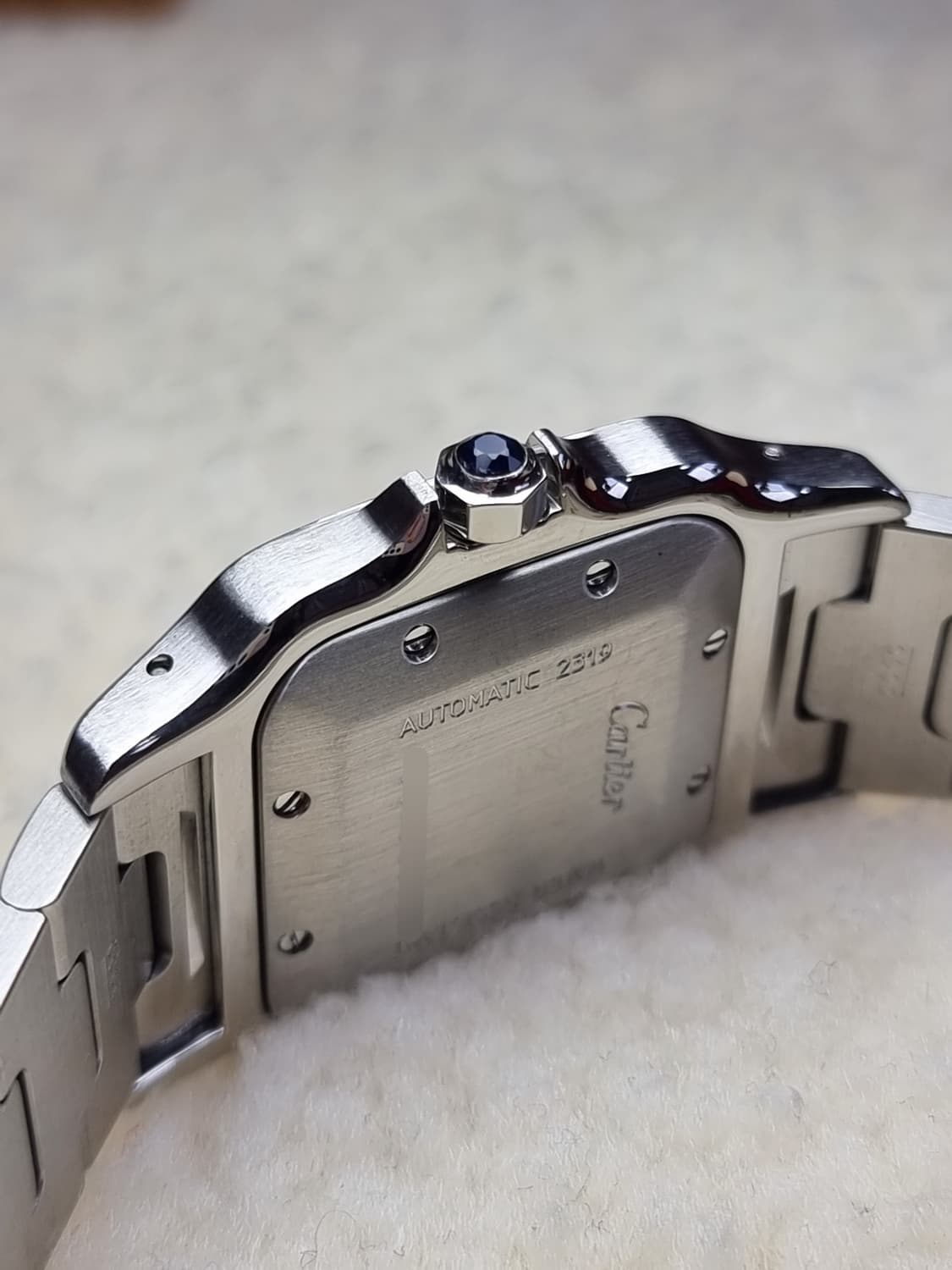 까르띠에 산토스 갈베 18K 콤비 L 기요셰다이얼 오토메틱 시계 04년 상품이미지6