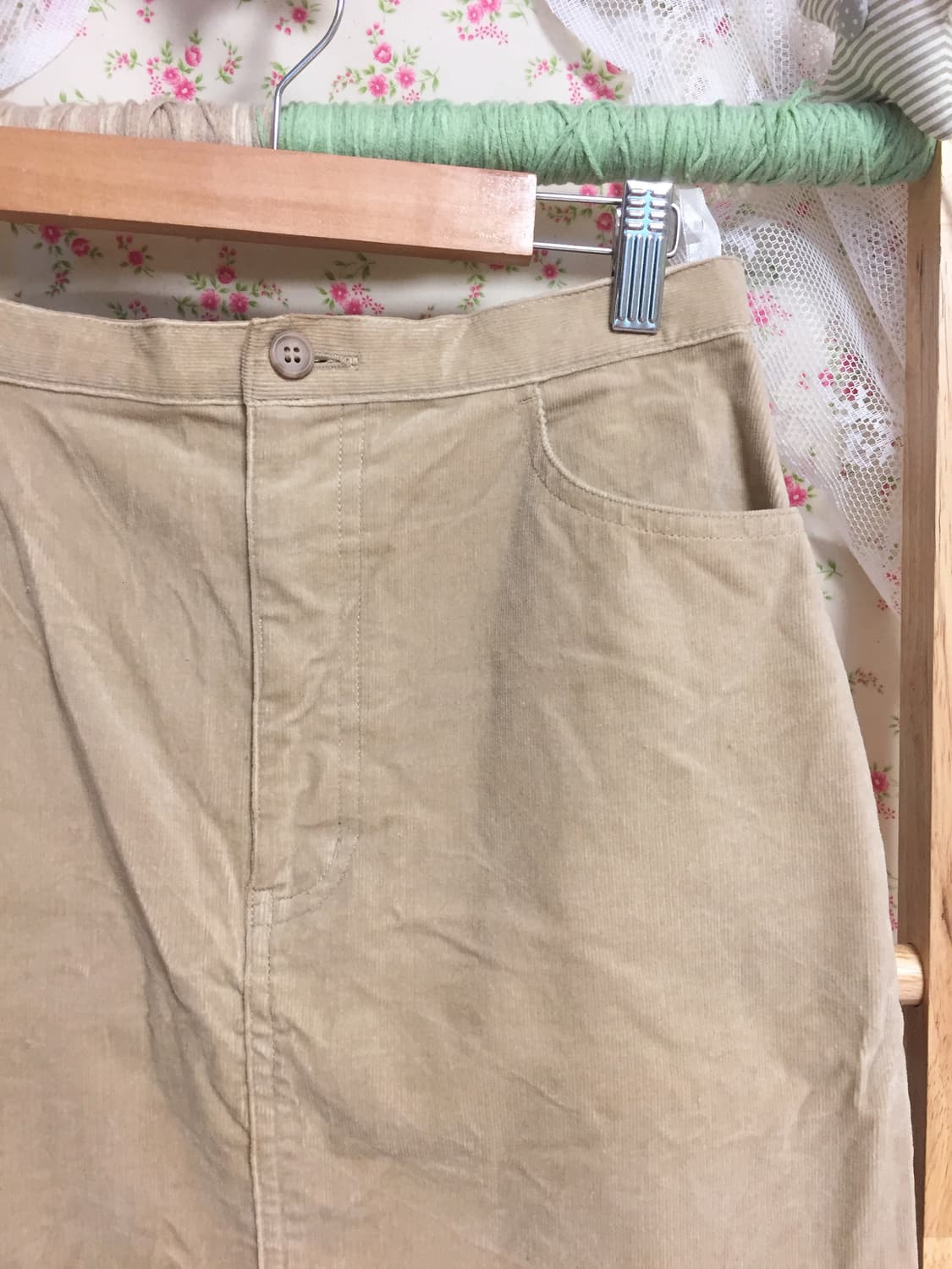 빈티지 모리걸 베이지 골덴 스커트 상품이미지2