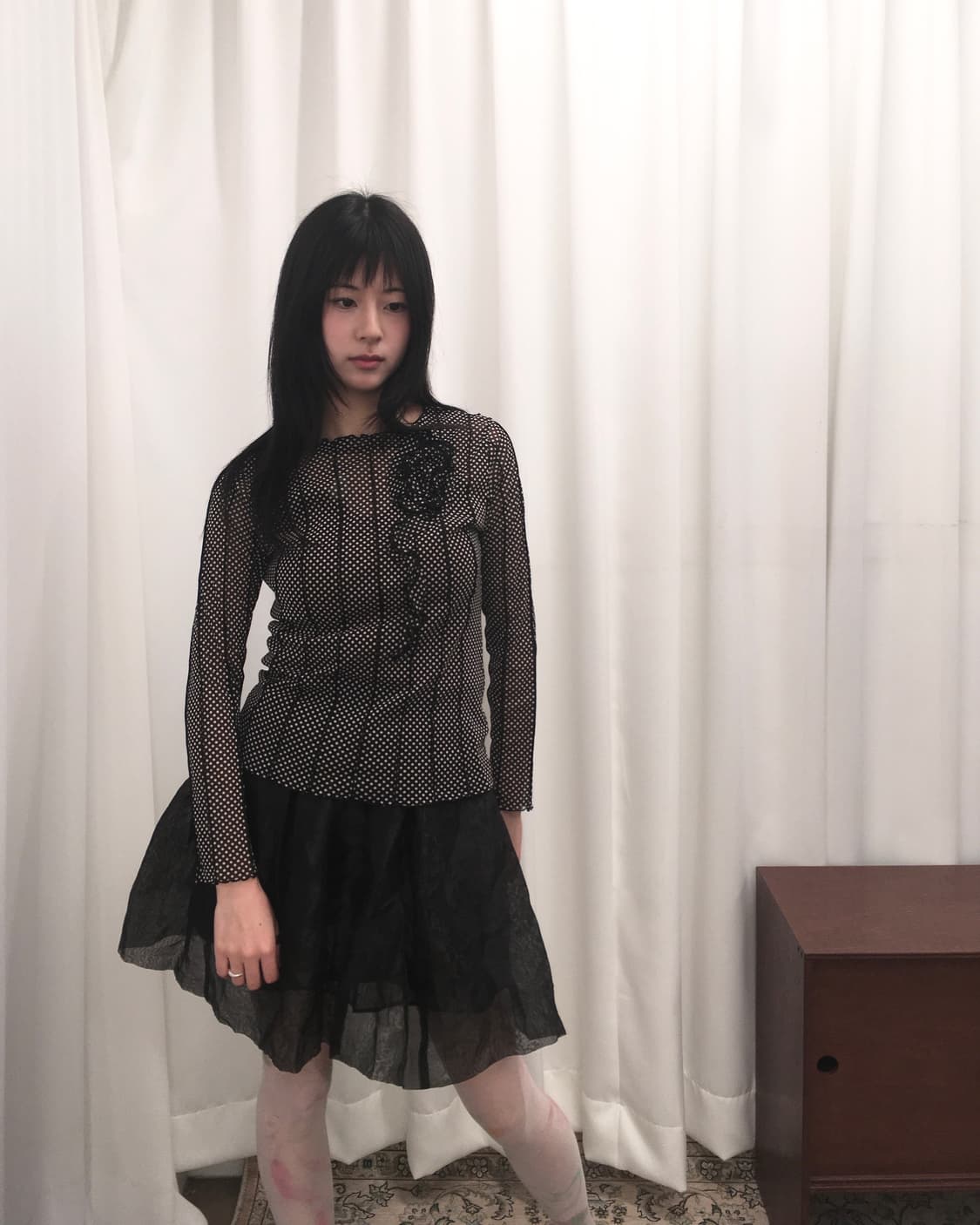 도트 시스루 슬리브 상품이미지2