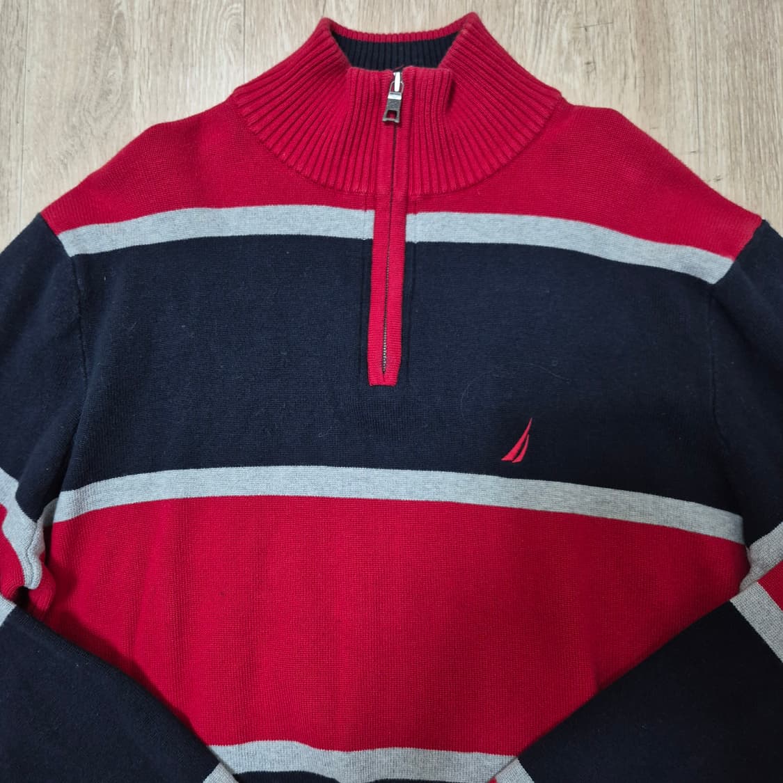 노티카 스트라이프 반집업 니트 M(95) 상품이미지2