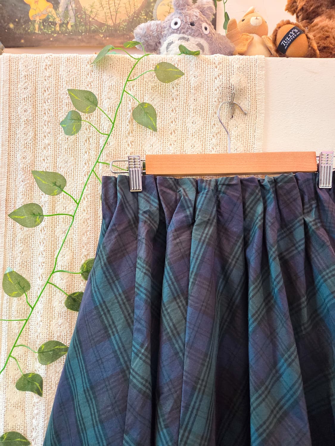 earth music 체크 미디 스커트 상품이미지5