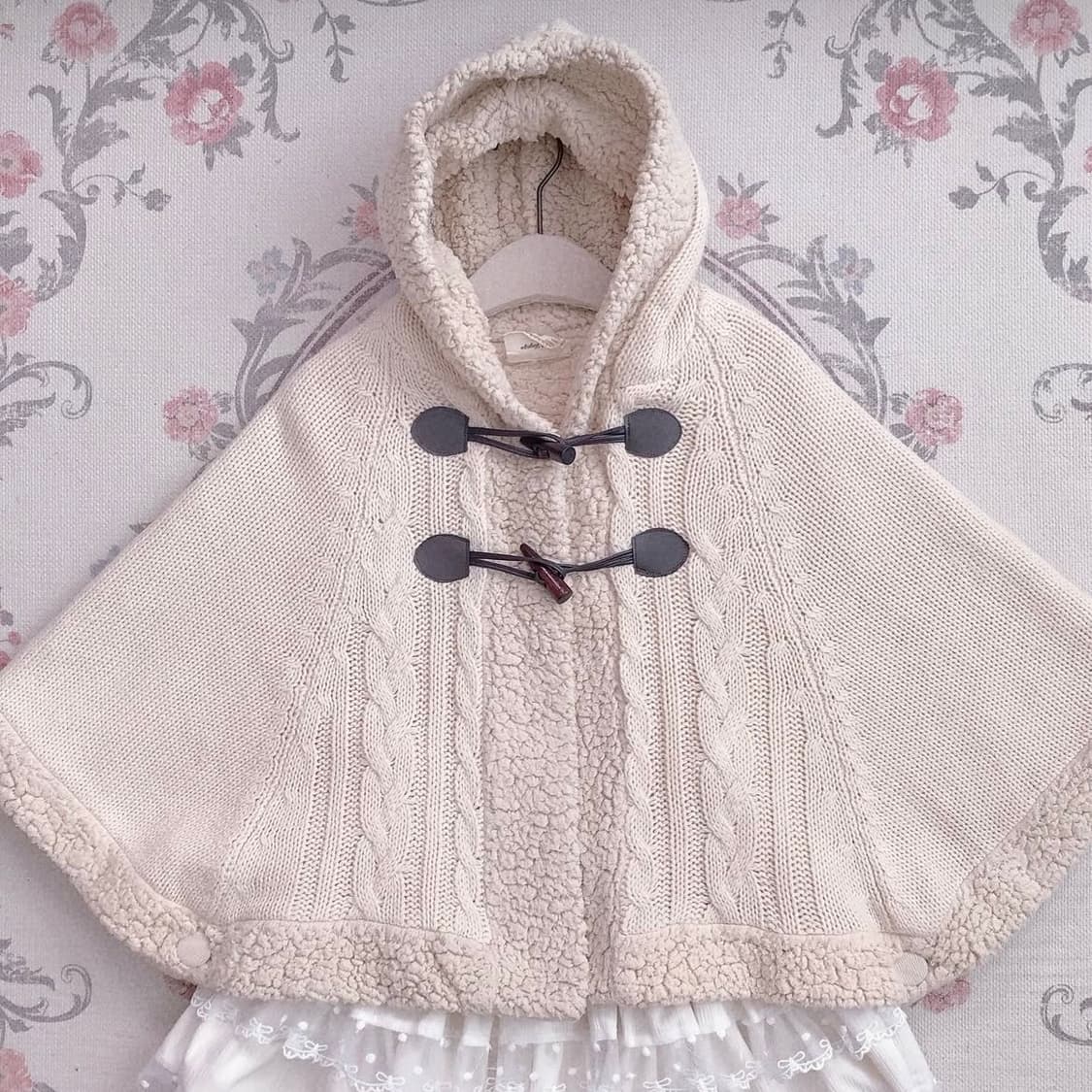 뽀글이 니트 떡볶이 케이프 망토 판초 판쵸 모리걸 히메카지 로걀 빈티지 상품이미지1