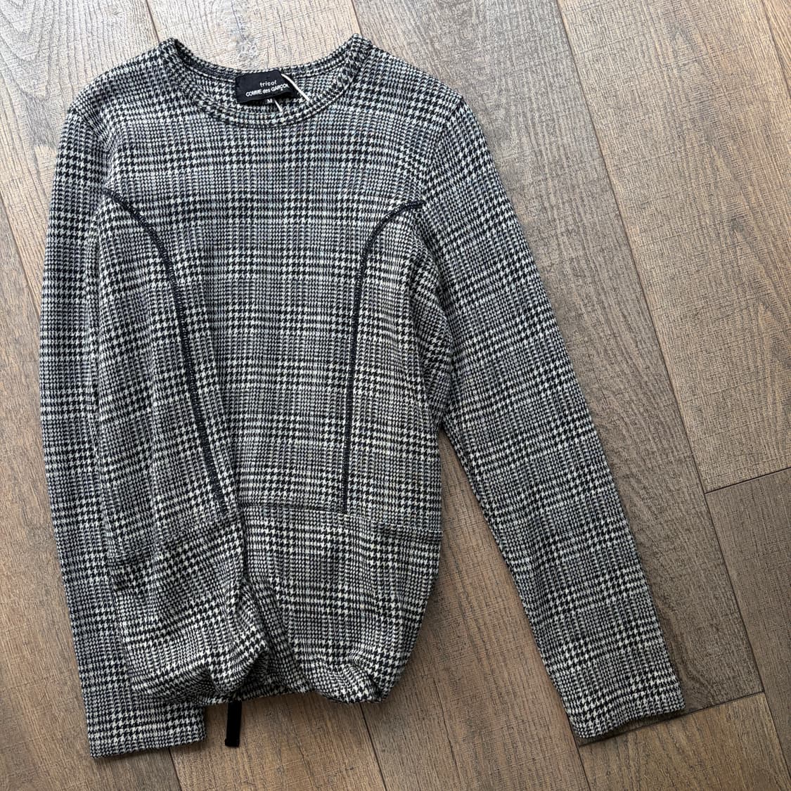 Houndtooth Shirring Transformed Blouse 상품이미지4