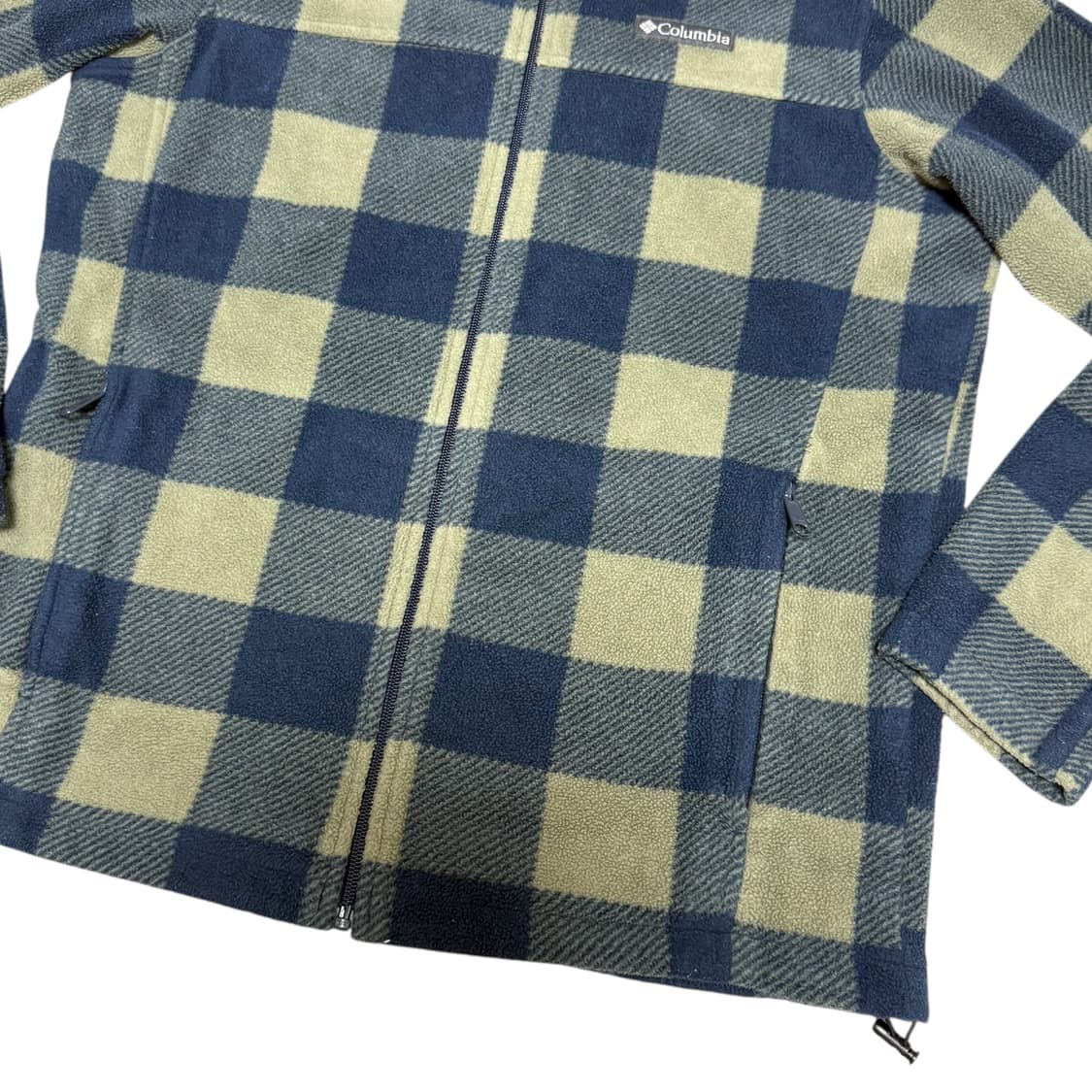 콜롬비아 카키 블루 체크 플리스 후리스 집업 상품이미지5