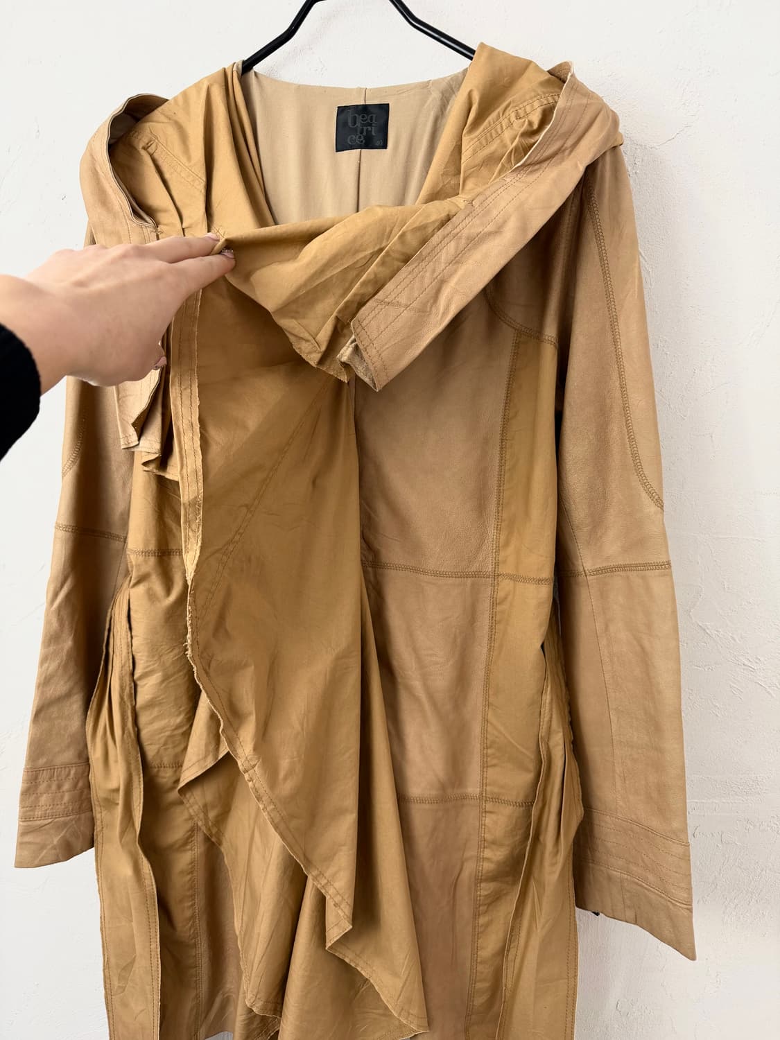 beatrice 고트 레더 믹스드 롱 자켓 상품이미지3