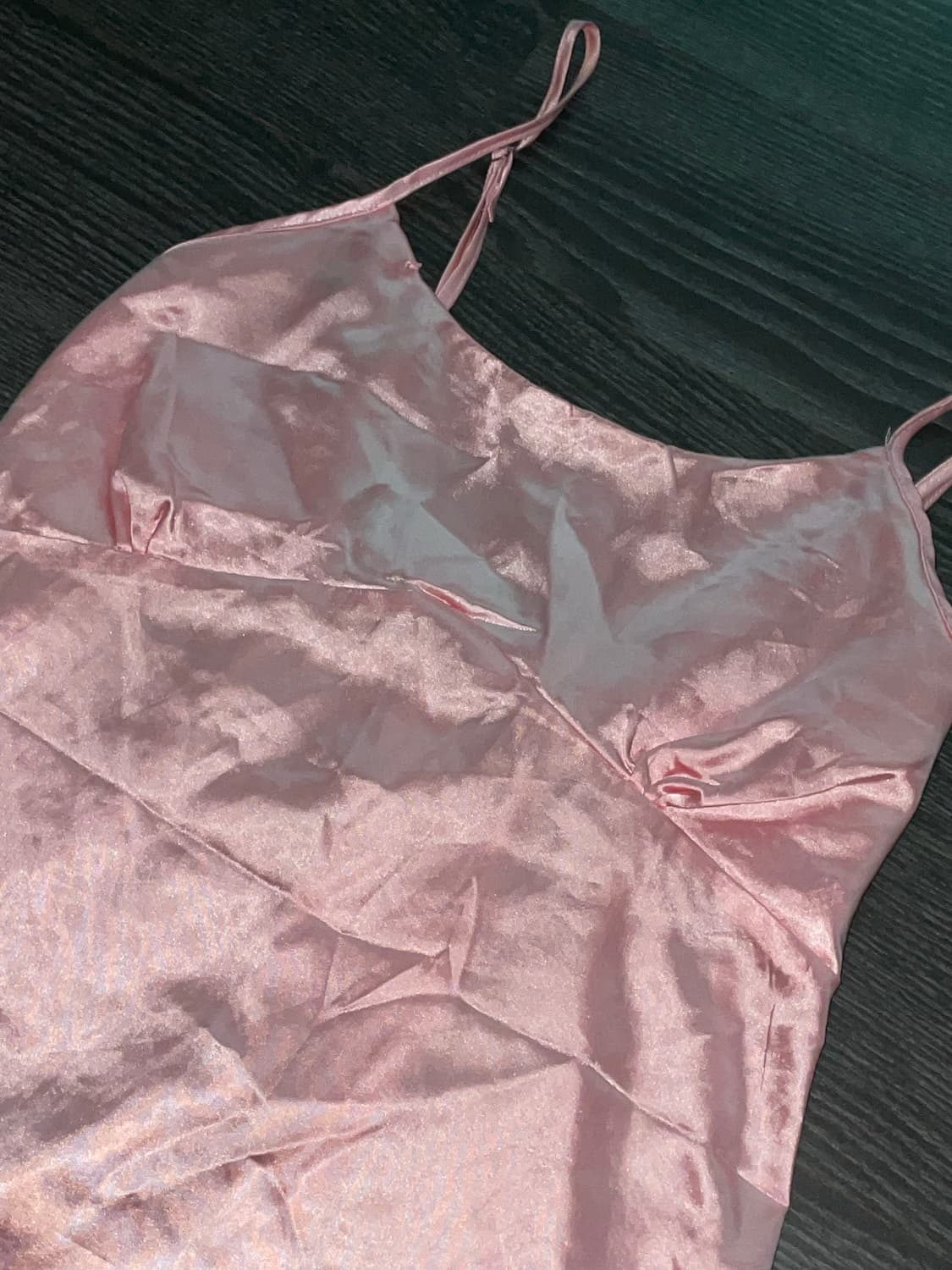 나눔) 핑크 새틴 슬립 탑 홈웨어 룸웨어 파자마 잠옷 키치 갸루 상품이미지2