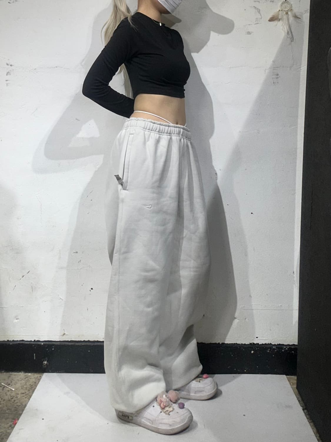 나이키 nrg 아이보리 와이드 안감 기모 화이트 추리닝 바지 L 상품이미지1