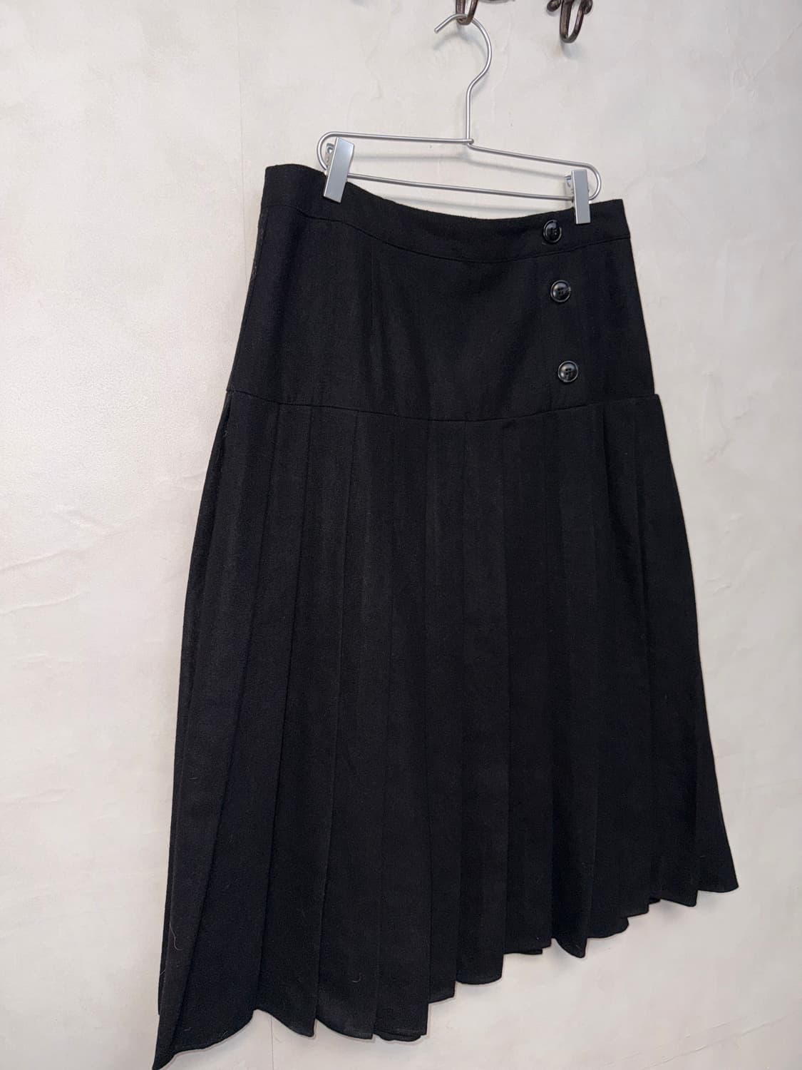 Black wool blended button pleats maxi sk 상품이미지2