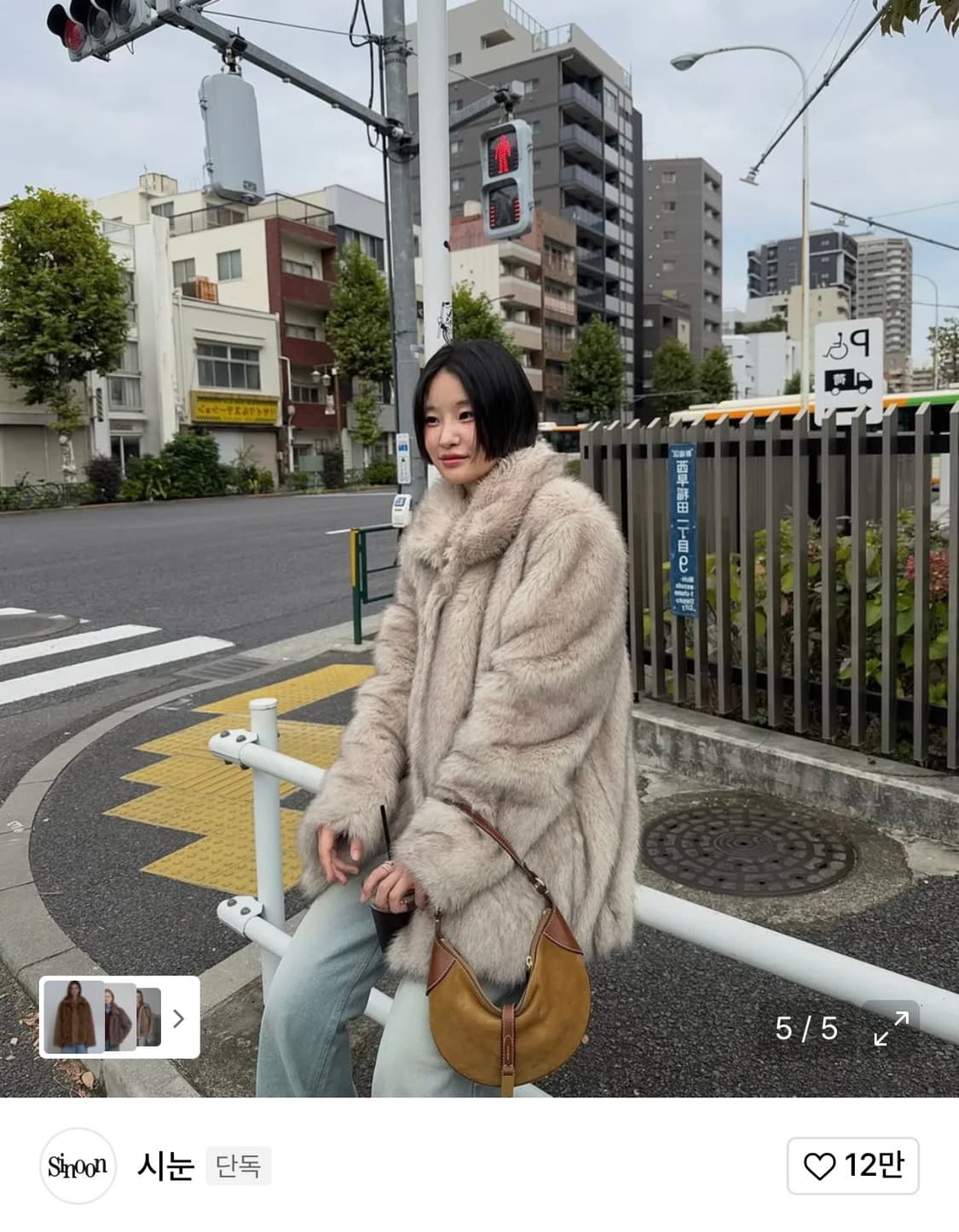 시눈 Heavy Mix Fur Jacket (Ash Brown) 상품이미지2