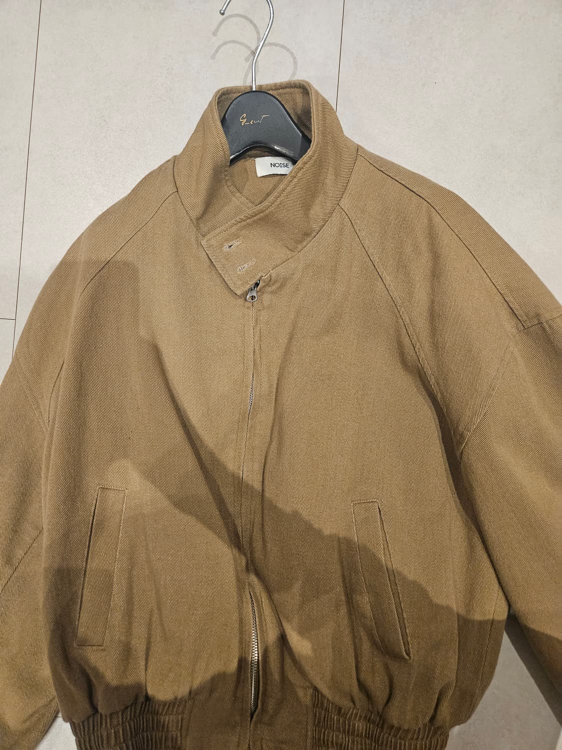 노이즈 워시드 코튼 헤링턴 점퍼 자켓 베이지 M 상품이미지3