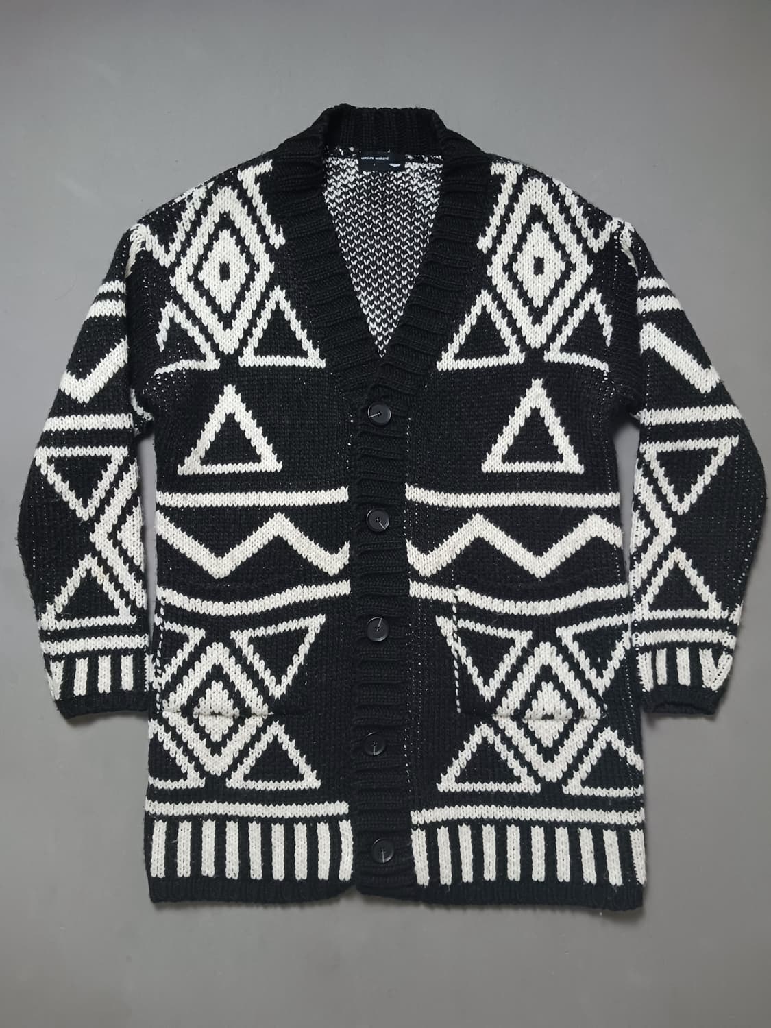 [프리] 뱀파이어 위켄드 패턴 헤비 롱 니트 가디건 오버핏 상품이미지1